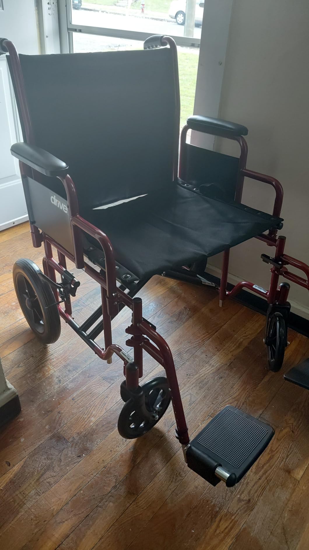 Drive Medical BTR22-R Bariatric Heavy-Duty Transport Wheelchair, Red | Reinforced Steel Construction and Easy-Fold Design customer photo 2
