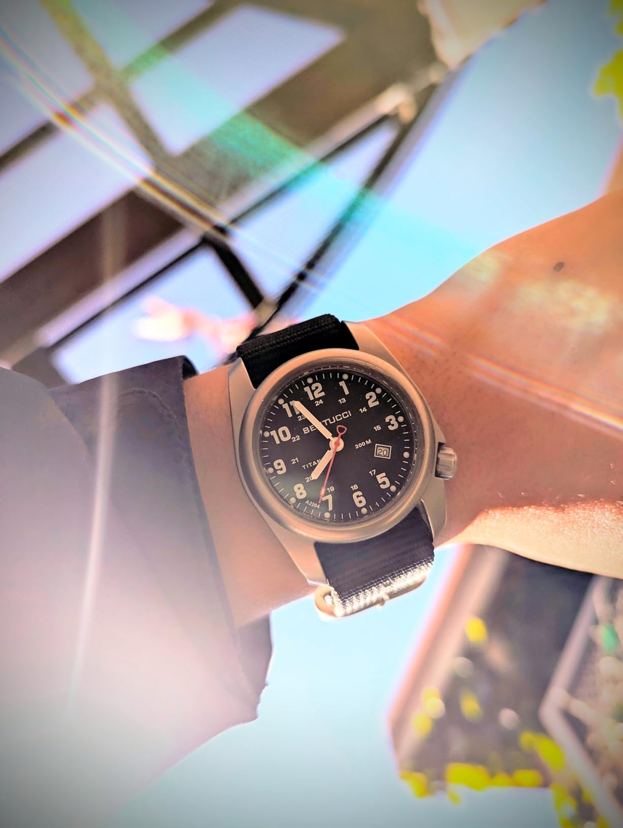BERTUCCI 40 mm Titanium Field Watch - A-2T Original Classic - Black Dial, Black Nylon Band 12022 customer photo 1