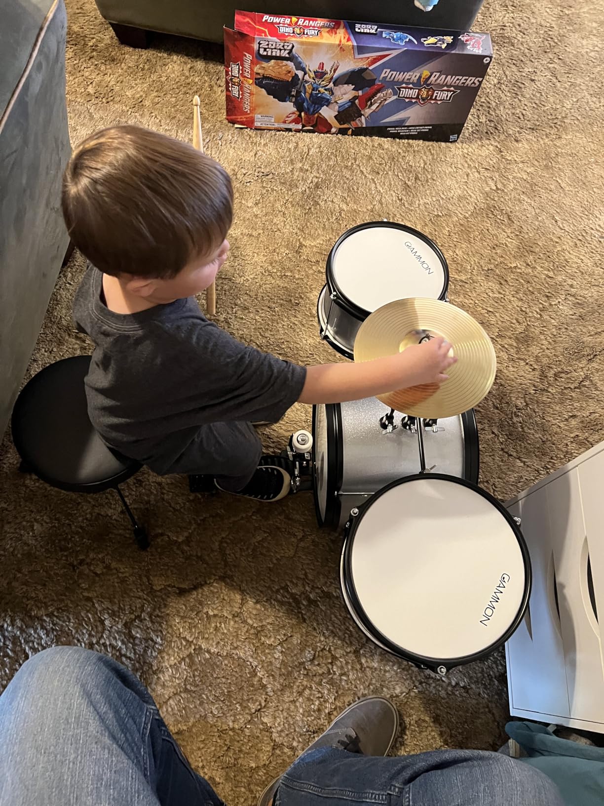 Gammon 3-Piece Kids Drum Set with Throne - Black, Junior Beginner Kit with Bass Drum, Toms, Cymbal, Pedal, and Drumsticks customer photo 2