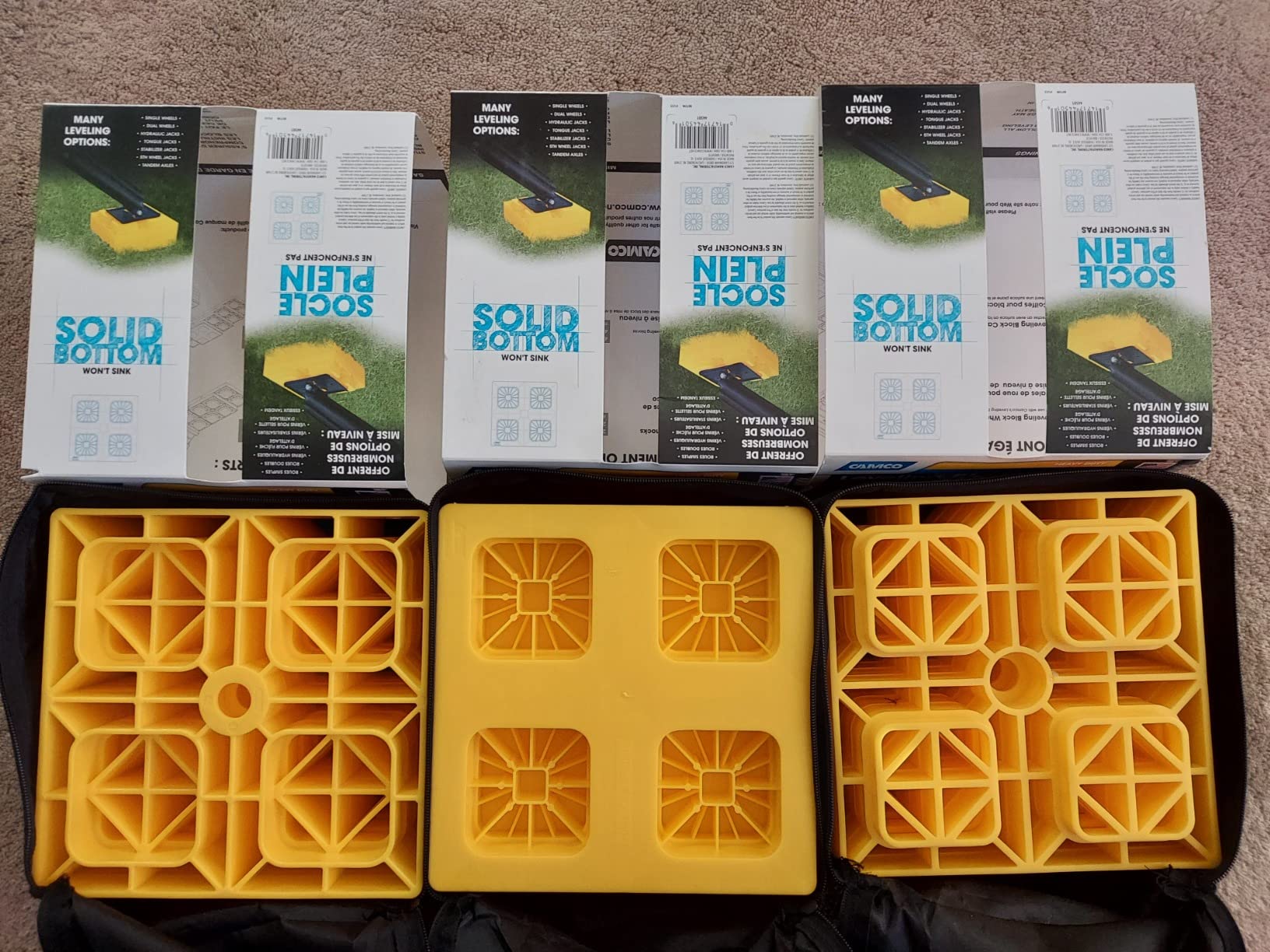 Camco Camper/RV Leveling Blocks - Features Stackable Interlocking Design & Includes Zippered Bag for RV Storage - Compatible w/Single Wheels, Dual Wheels, Tandem Axles & More - 4-Pack (44501) customer photo 2