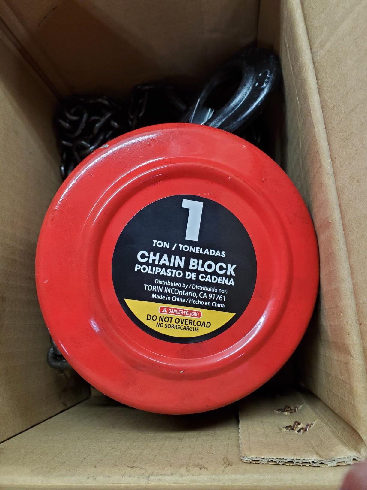 BIG RED TR9010-5 Torin Hand Chain Hoist: 2 Heavy Duty Hooks, 8ft/2.5m Chain Length for Warehouse Building and Automotive Machinery, 1 Ton (2000 Lbs.) Capacity, Red customer photo 2