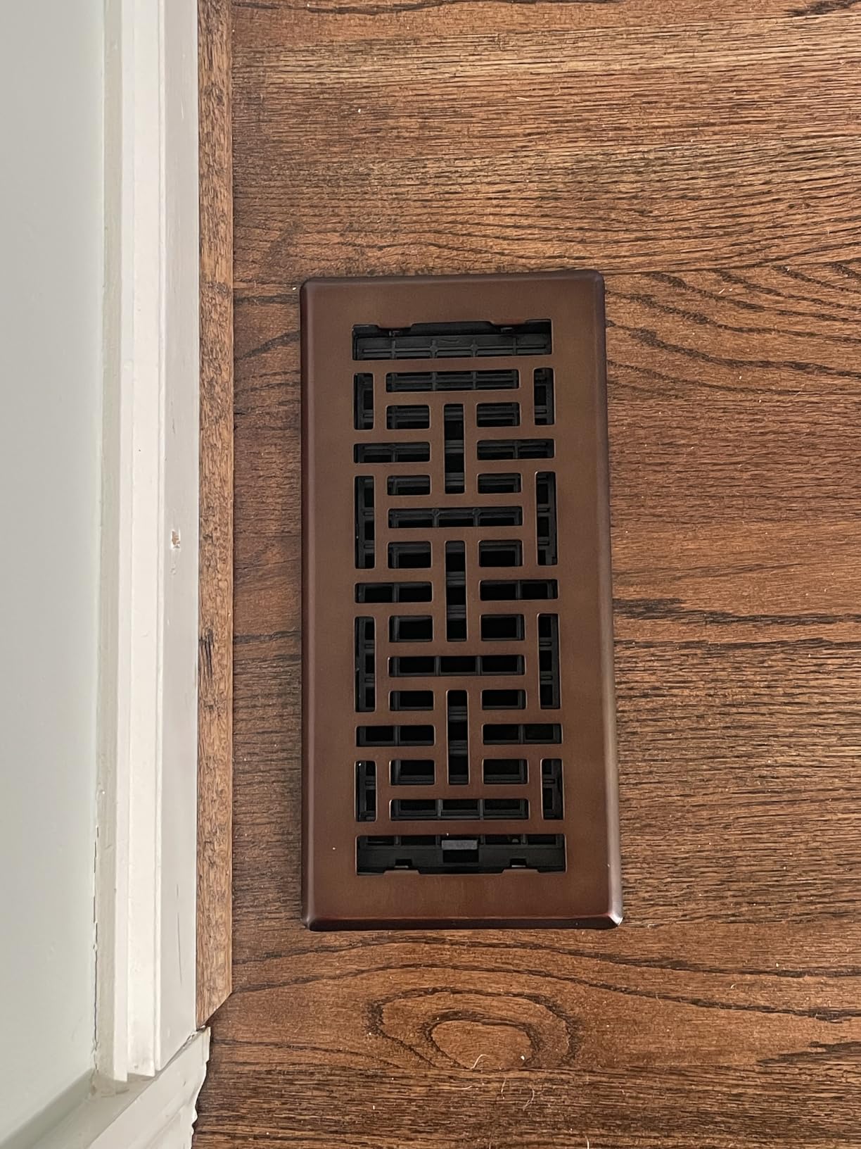 Decor Grates Metal Oriental Decorative Air Vent Cover 4x10 Floor Register - Adjustable Control Lever - Rubbed Bronze customer photo 2