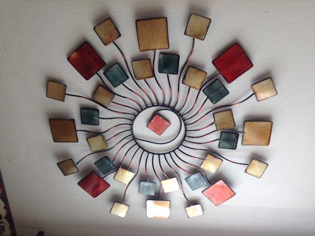Deco 79 Metal Sunburst Home Wall Decor Wire Wall Sculpture with Square Shaped Accents, Wall Art 32