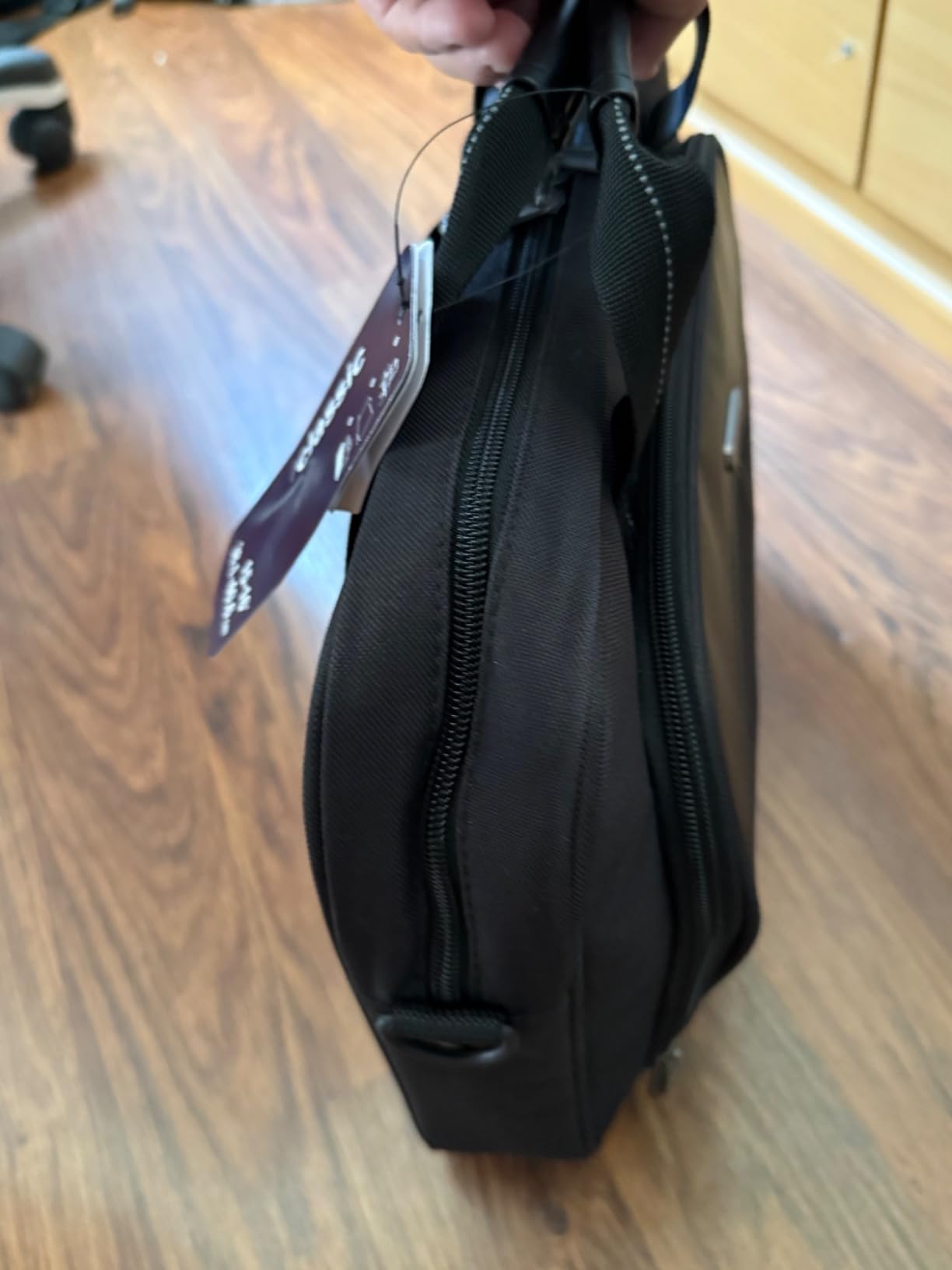 Targus 15-16 Inch Slim Lightweight Laptop Briefcase, Black - Messenger and Shoulder Bag with Padded Compartment and Trolley Strap for 16