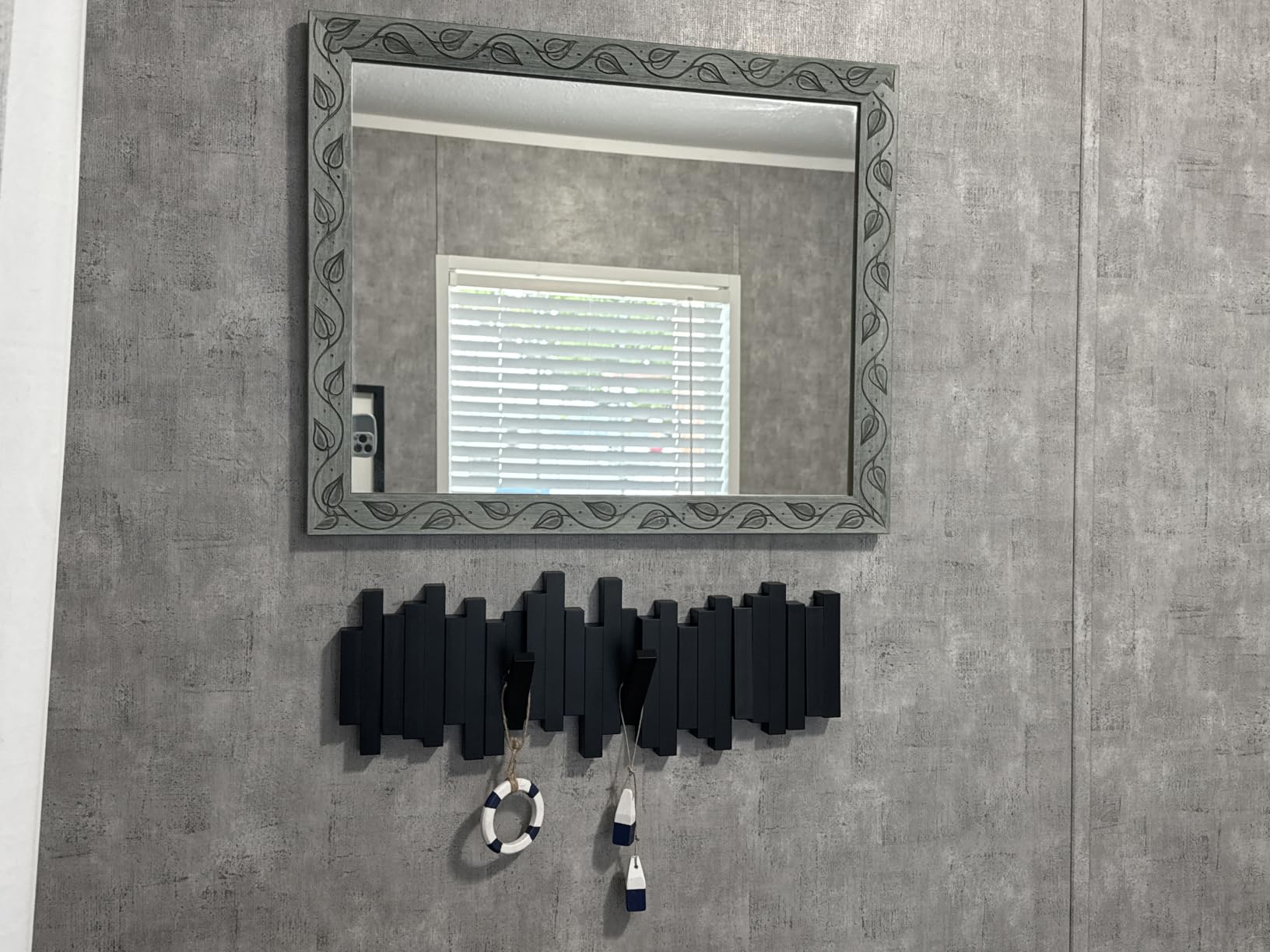 Umbra Sticks Wall Mount Coat Rack, 5 Hook Retractable Pegs, Black | Mounting hardware included, sculptural modern design, entryway or bedroom use, recycled plastic customer photo 1