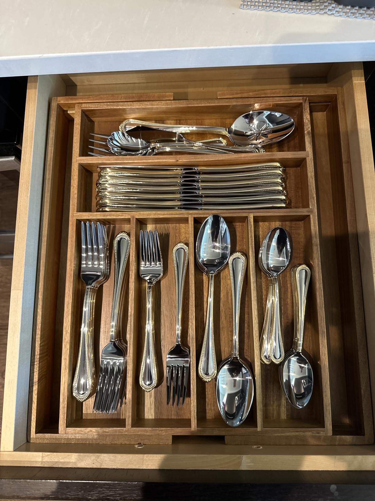 Mikasa Regent Bead 65-Piece Flatware Set for 12, 18/10 Stainless Steel Silverware with Beaded Teardrop Handles, Includes Serving Utensils, Dishwasher Safe customer photo 1