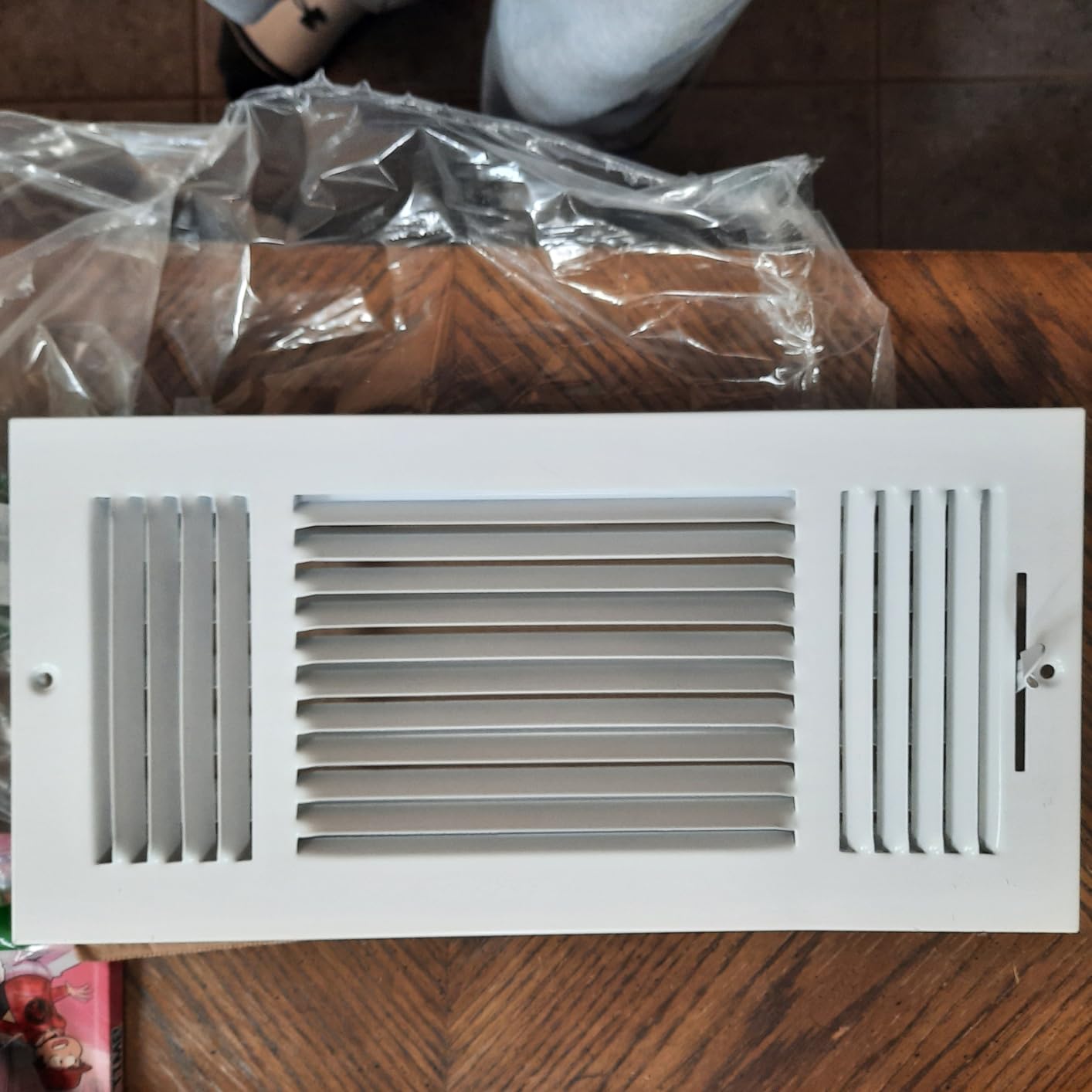 EZ-FLO 10 x 6 Inch (Duct Opening) Air Vent Cover for Wall or Ceiling, Three-Way Ventilation Register, Solid Steel HVAC Register Cover, White customer photo 2