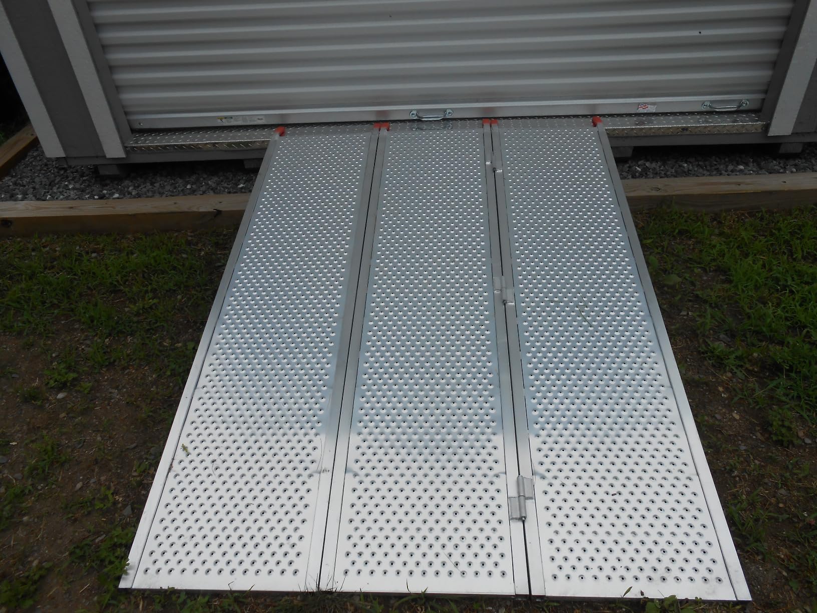 Black Widow 6ft 5in Aluminum Folding ATV Loading Ramp, 1500 lb Capacity | Load four-wheelers into trailer, folds into thirds for storage, safety straps included customer photo 1