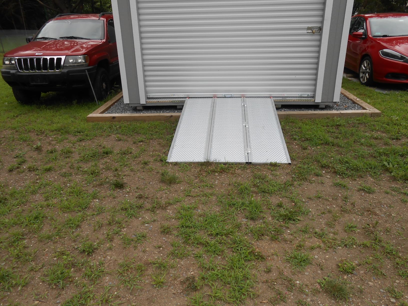 Black Widow 6ft 5in Aluminum Folding ATV Loading Ramp, 1500 lb Capacity | Load four-wheelers into trailer, folds into thirds for storage, safety straps included customer photo 2