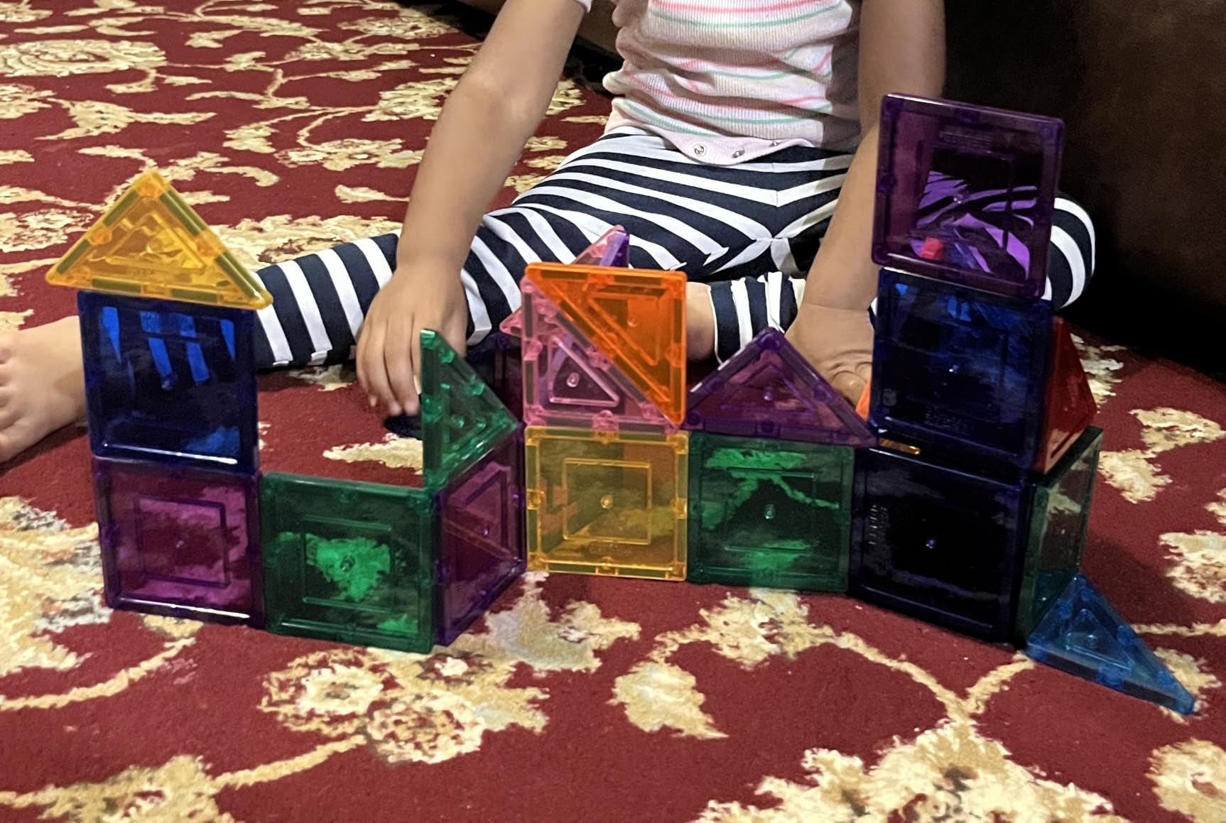 PicassoTiles 100 Piece Set 100pcs Magnet Building Tiles Clear Magnetic 3D Blocks Construction Playboards, Creativity Beyond Imagination, Inspirational, Recreational, Educational Conventional customer photo 2