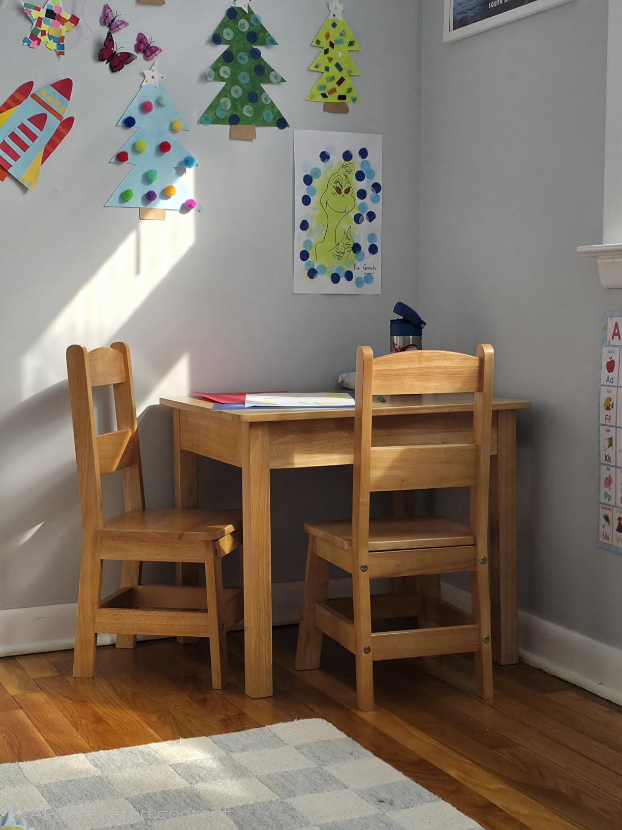 Melissa & Doug Solid Wood Kids Table and Chairs (2), Premium Quality Wooden Toddler Table and Chair Set for Kids Playroom Furniture & Montessori Classroom Furniture for Boys & Girls Ages 3+ customer photo 2