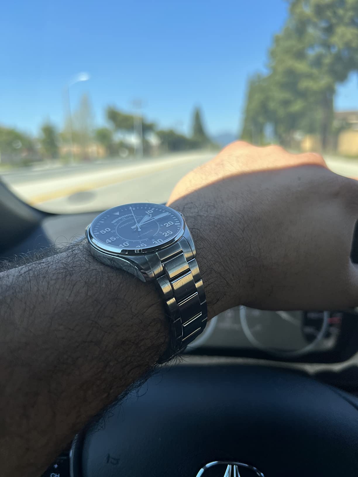 Hamilton Khaki Aviation Automatic Men's Watch, 42mm Stainless Steel Case, Swiss Made, Black Dial Analog Wrist Watch for Men, 100m Waterproof, Sapphire Crystal, Stainless Steel Strap customer photo 1
