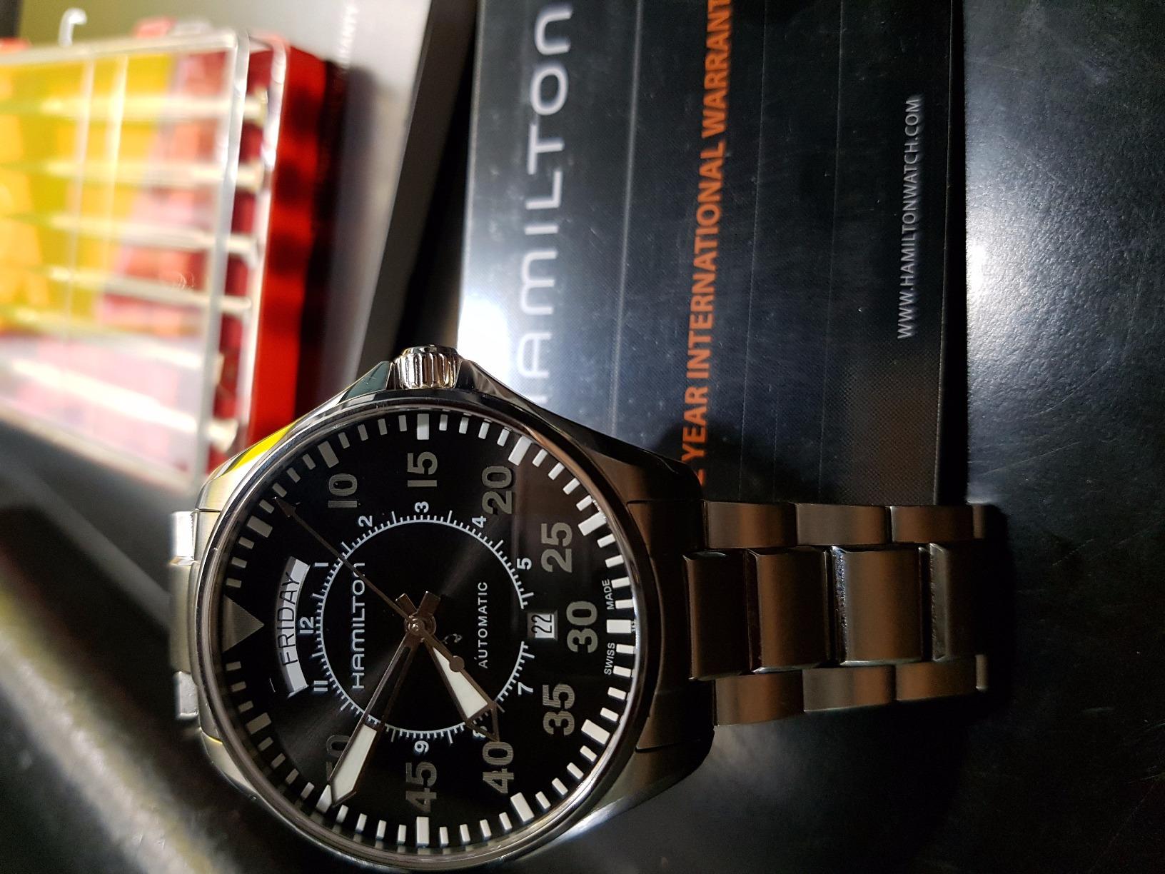 Hamilton Khaki Aviation Automatic Men's Watch, 42mm Stainless Steel Case, Swiss Made, Black Dial Analog Wrist Watch for Men, 100m Waterproof, Sapphire Crystal, Stainless Steel Strap customer photo 2