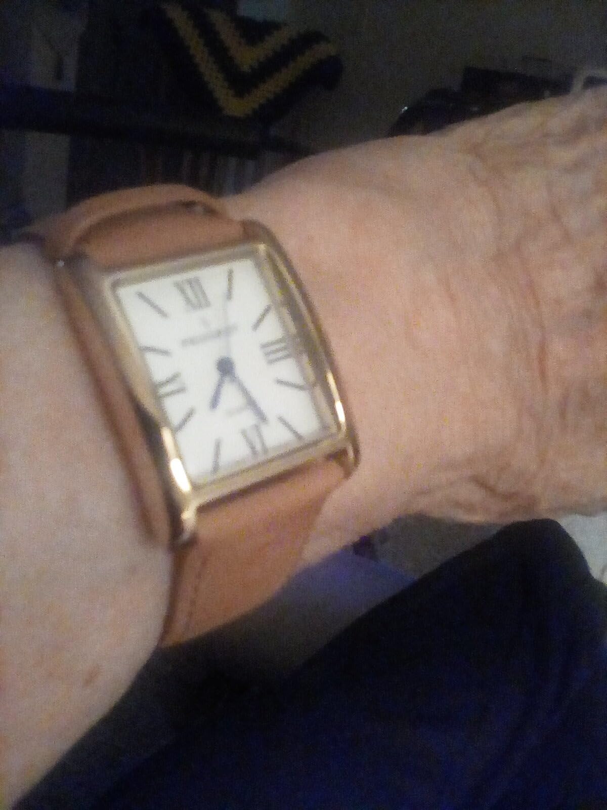 Peugeot Men's 14K Gold Plated Vintage Moon Phase Leather Dress Watch customer photo 2