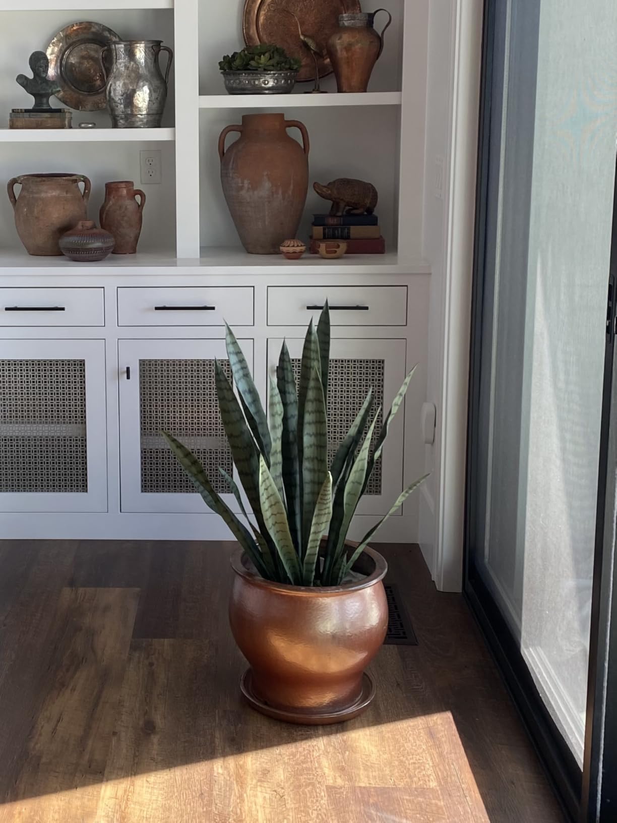 Nearly Natural 35in Artificial Snake Plant, Sansevieria Faux Greenery with Black Planter for Indoor Home Office Decor, Low Maintenance customer photo 2
