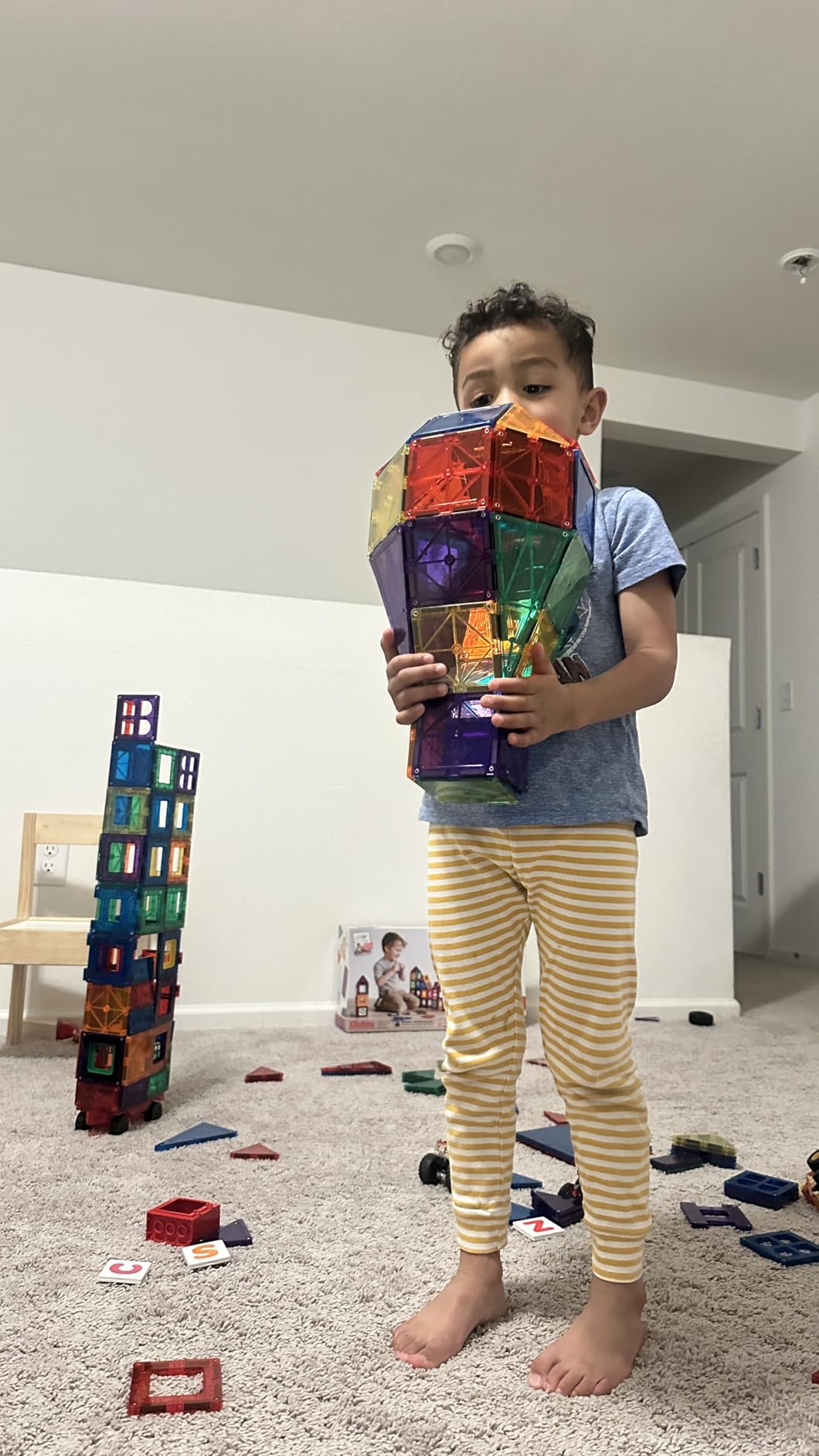 Magnetic Tiles for Kids 150-Piece Set, STEM Educational Building Blocks Toys for Kids, Includes Click-in ABC Learning Tiles, Gift for Boys & Girls, Add on Magnetic Figures, Car Set Available customer photo 1