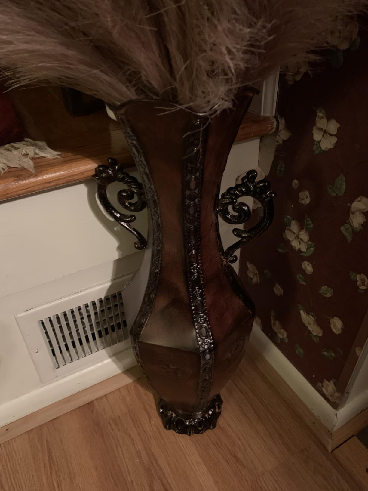 Hosley 21.25 Inch Tall Embossed Red Floor Vase Striking Statement Piece for Floral Arrangements Home Decor Embrace Elegance customer photo 2
