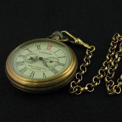 VIGOROSO Men's Vintage Full Copper Hand-Wind Mechanical Second&24hours Sub-dials Pocket Watch in Box customer photo 2