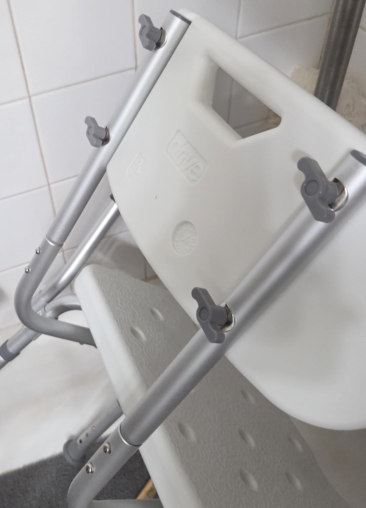 Drive Medical Premium Shower Chair with Back and Padded Arms, White | Adjustable Height Seating for Safety and Comfort, Supports 350 Pounds customer photo 1
