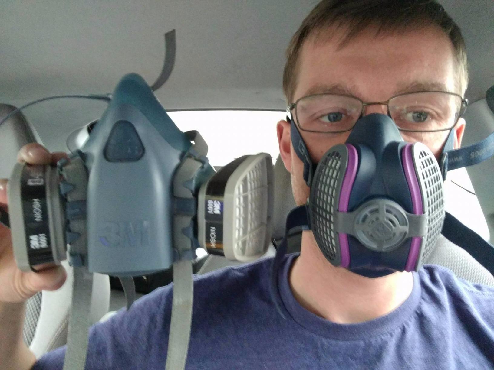 GVS SPR457 Elipse P100 Dust Half Mask Respirator with replaceable and reusable filters included, blue, m/l size customer photo 2