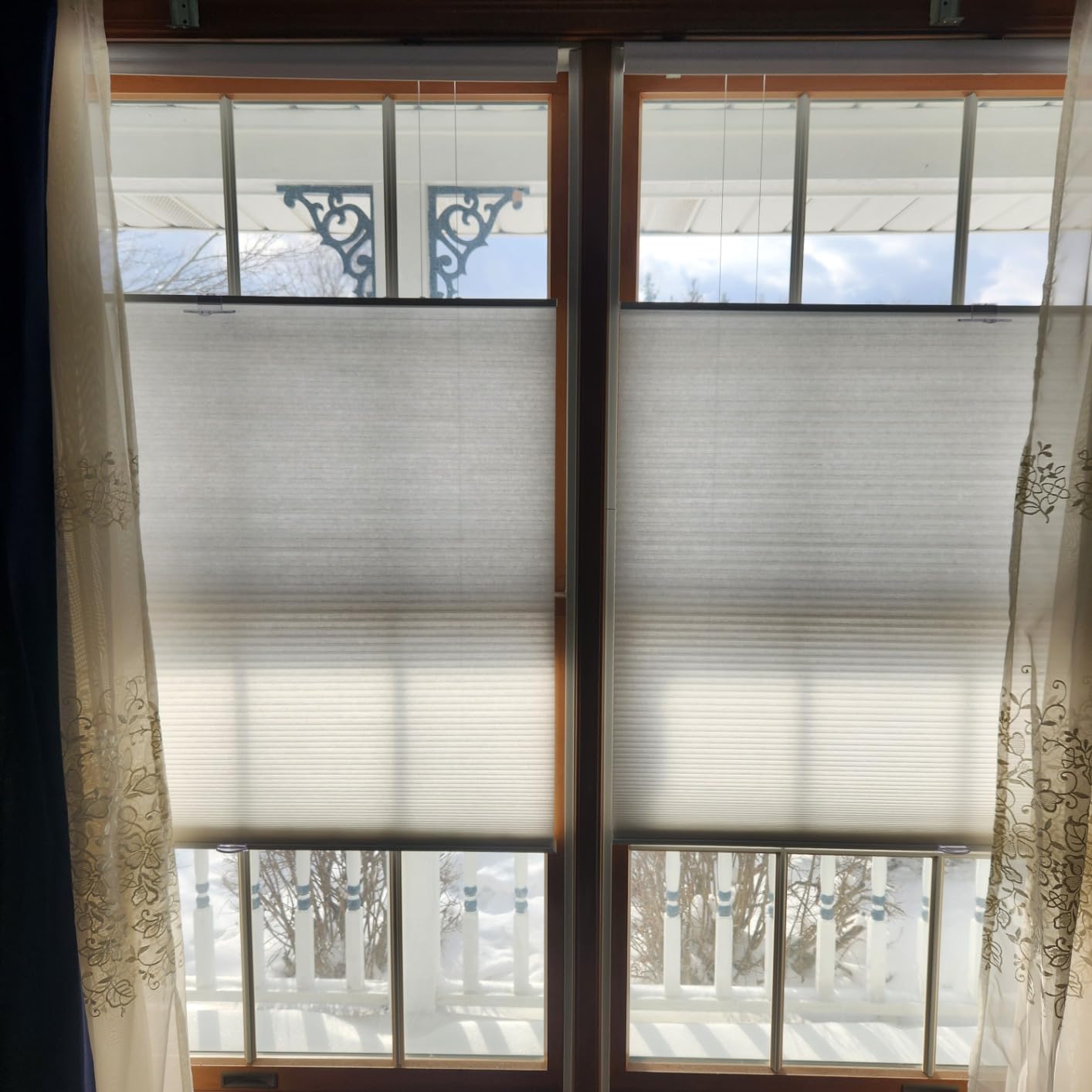 Cordless Cellular Pleated Window Shades - 27 Inch Width, 64 Inch Length - White - Light Filtering Top-Down Honeycomb Pull Down Blinds for Windows and Skylights by Achim Home Decor customer photo 1