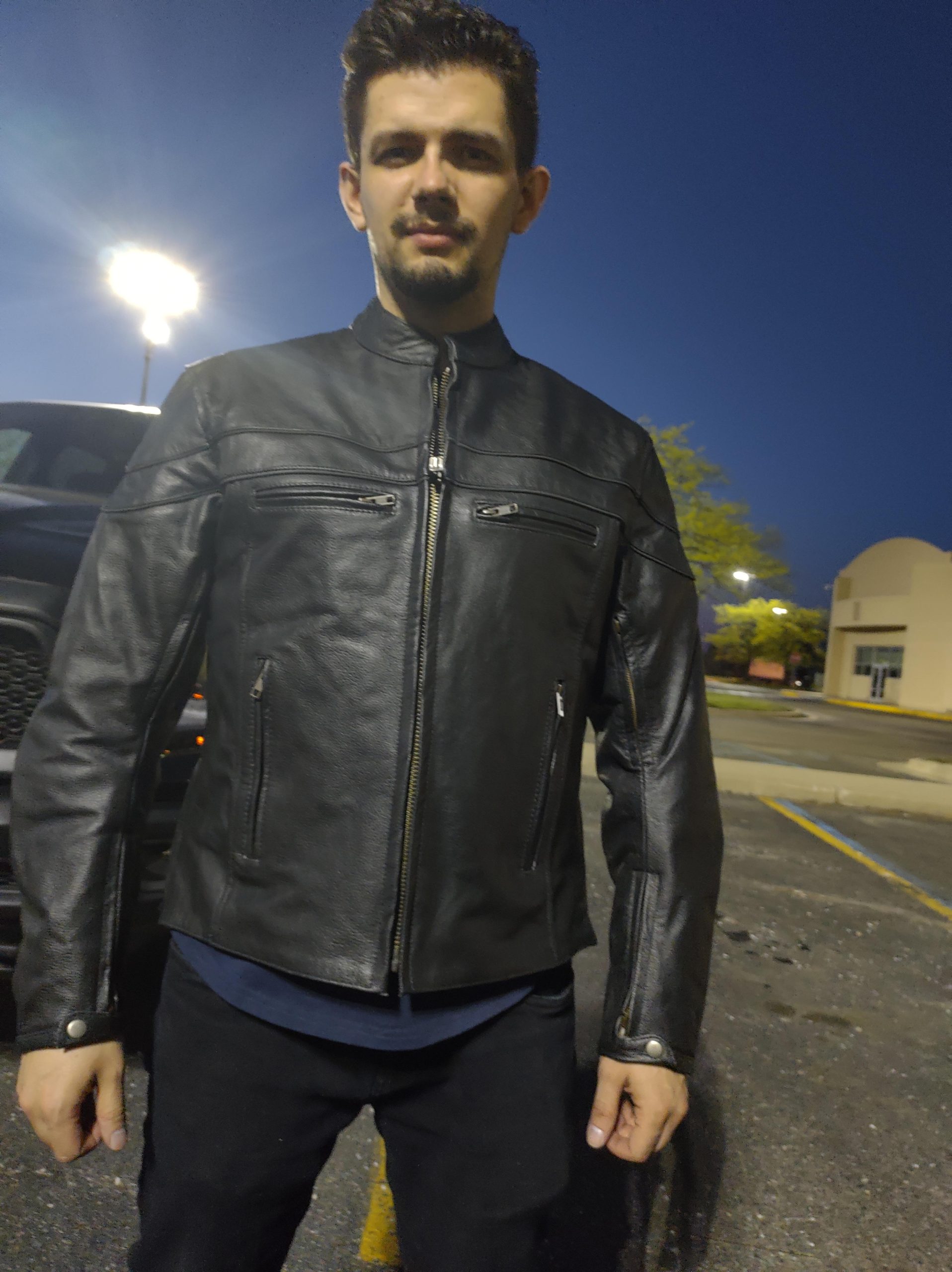 Vance Leather Men's Premium Leather Racer Jacket with Vents customer photo 1