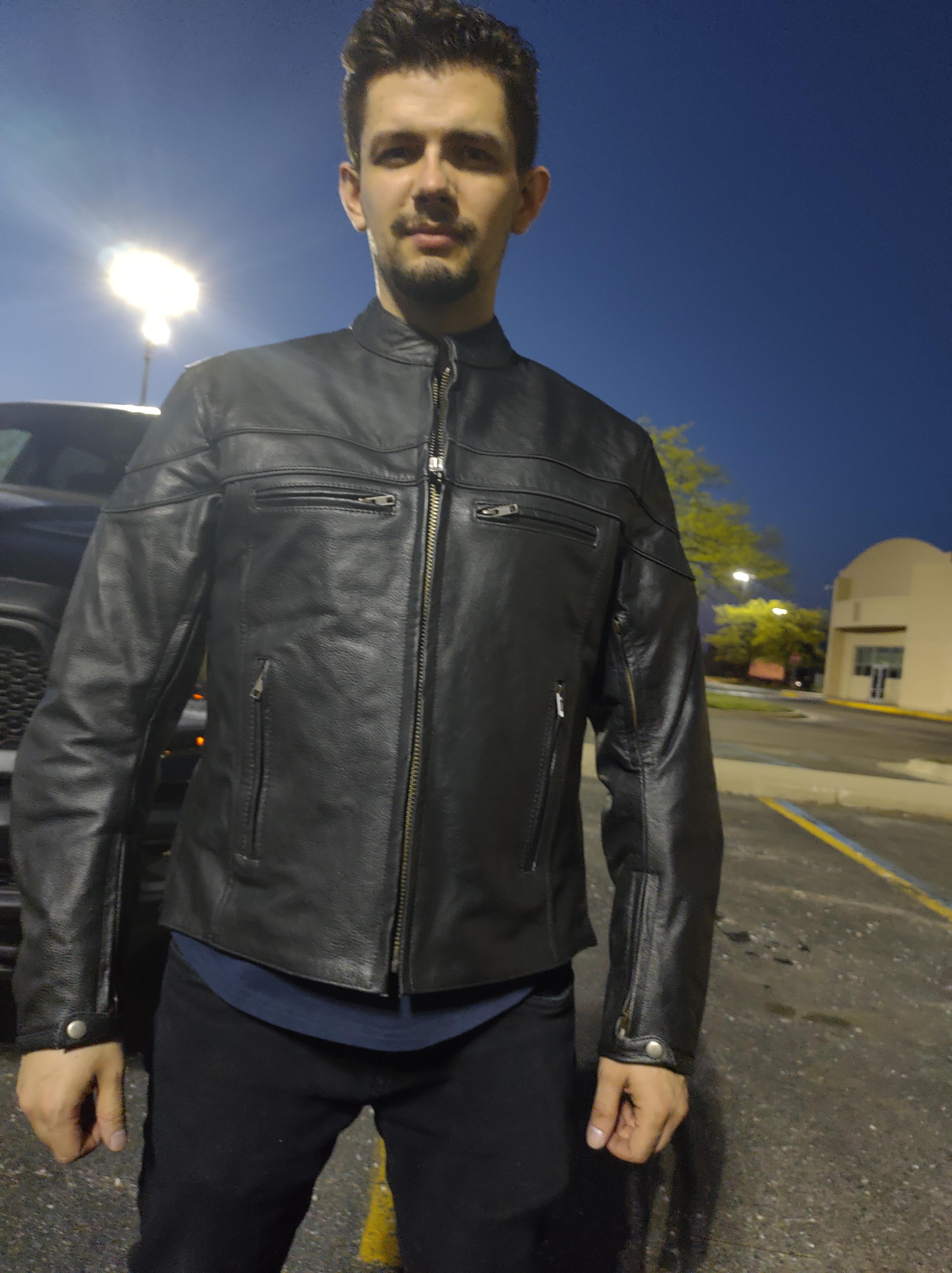 Vance Leather Men's Premium Leather Racer Jacket with Vents customer photo 1