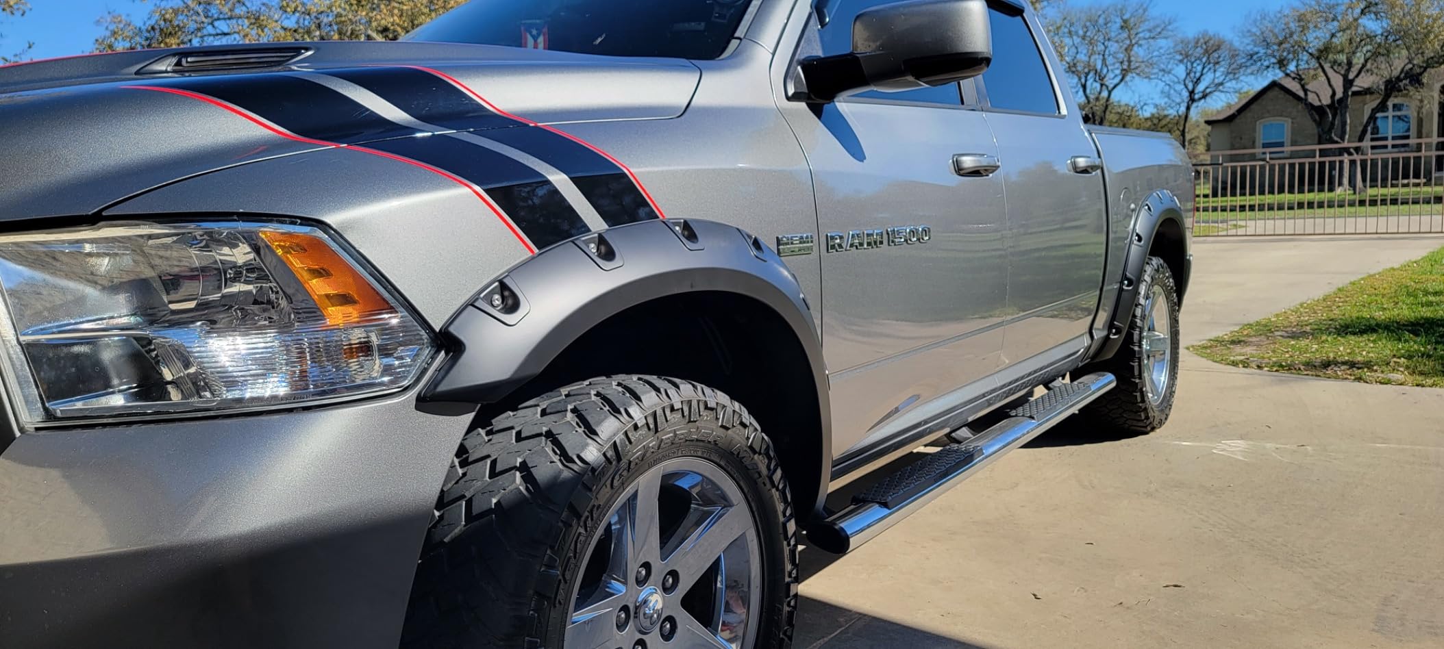 Tyger Auto Fender Flare Compatible with 2009-2018 Dodge Ram 1500; 2019-2024 Classic (Not fit R/T Rebel Warlock), Smooth Textured Black Paintable Bolt-Riveted Style 4pc | TG-FF8D4148 customer photo 1