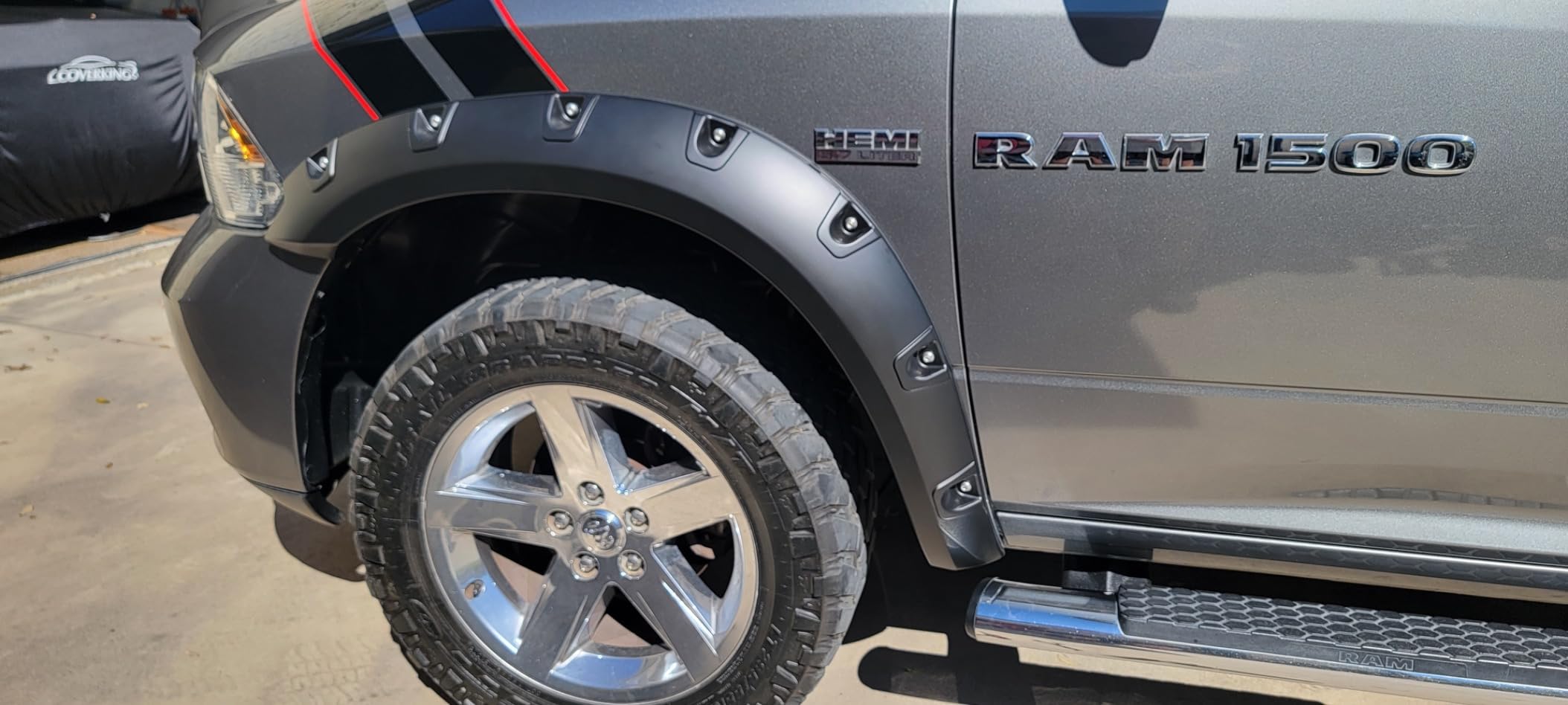 Tyger Auto Fender Flare Compatible with 2009-2018 Dodge Ram 1500; 2019-2024 Classic (Not fit R/T Rebel Warlock), Smooth Textured Black Paintable Bolt-Riveted Style 4pc | TG-FF8D4148 customer photo 2
