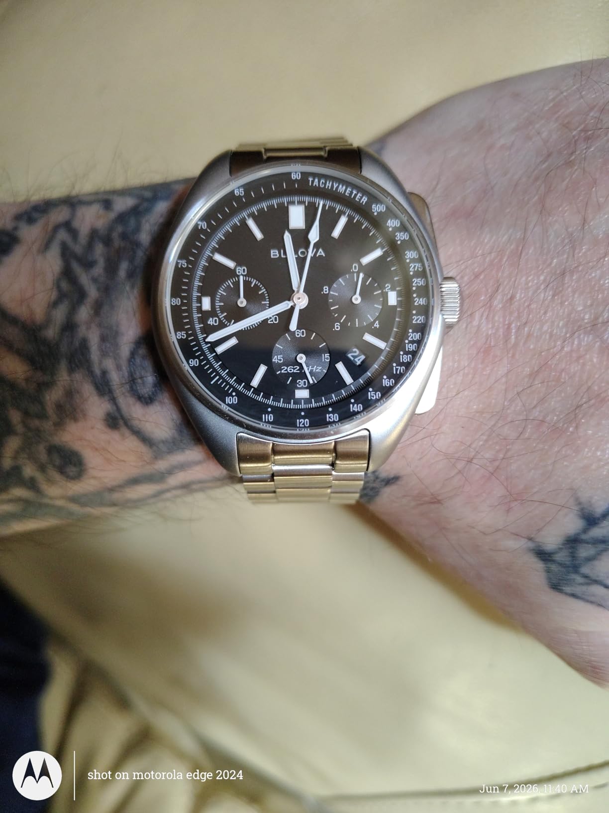 Bulova Men's Archive Series Lunar Pilot 6-Hand Chronograph High Performance Quartz Stainless Steel, Sapphire Crystal Style: 96B258 customer photo 2