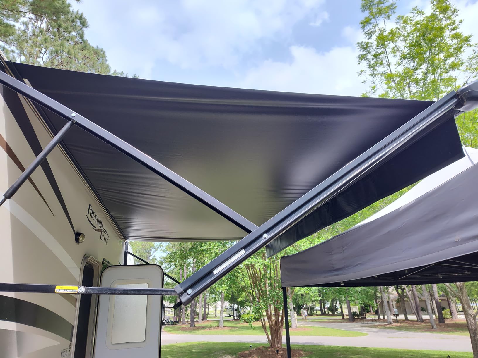 Solera Universal Fit Heavy-Duty Vinyl RV Patio Awning Replacement Fabric Solid Black 18' Awning (17'4