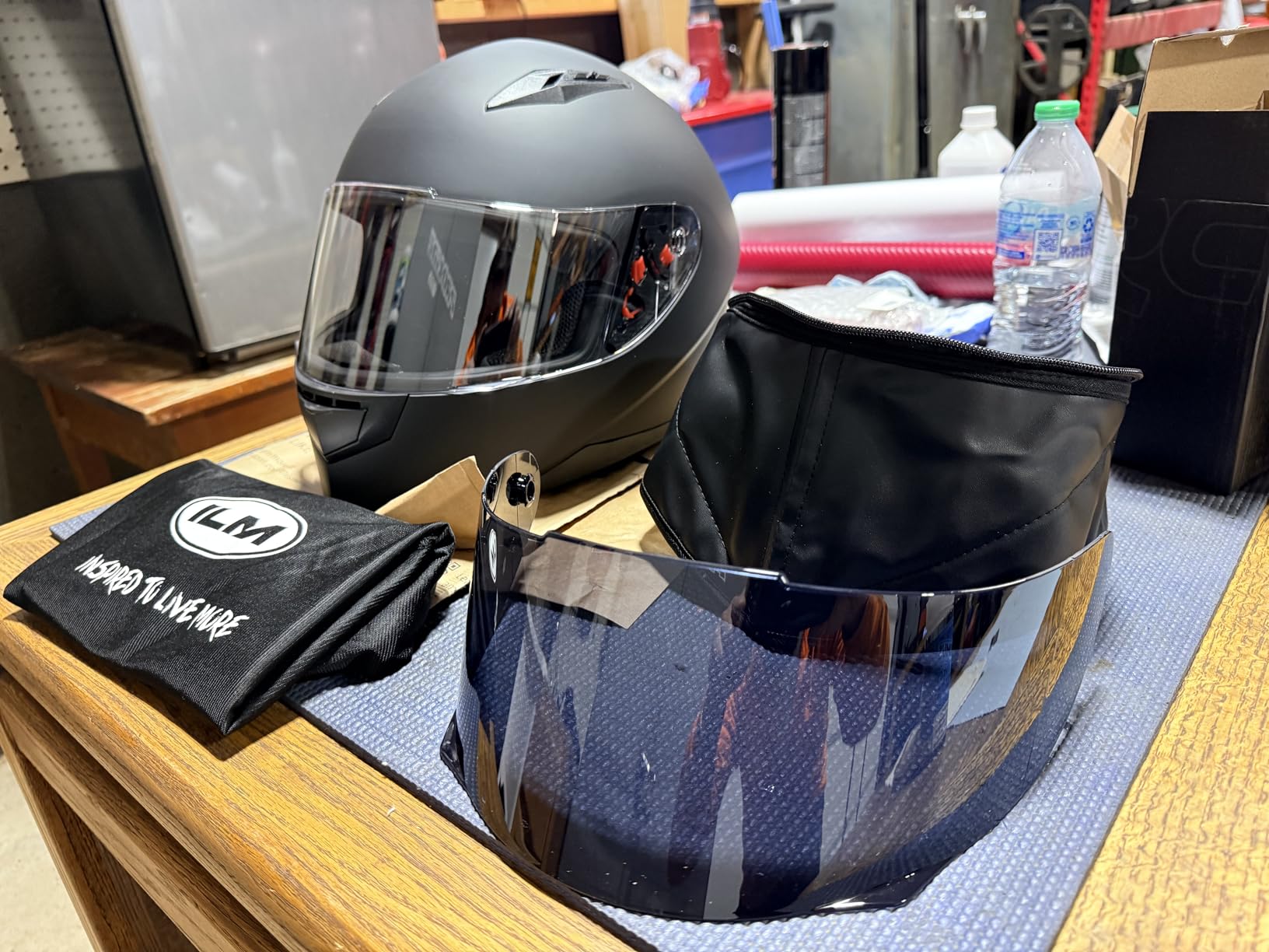 ILM Full Face Motorcycle Street Bike Helmet with Removable Winter Neck Scarf + 2 Visors DOT Model ILM-313 customer photo 2