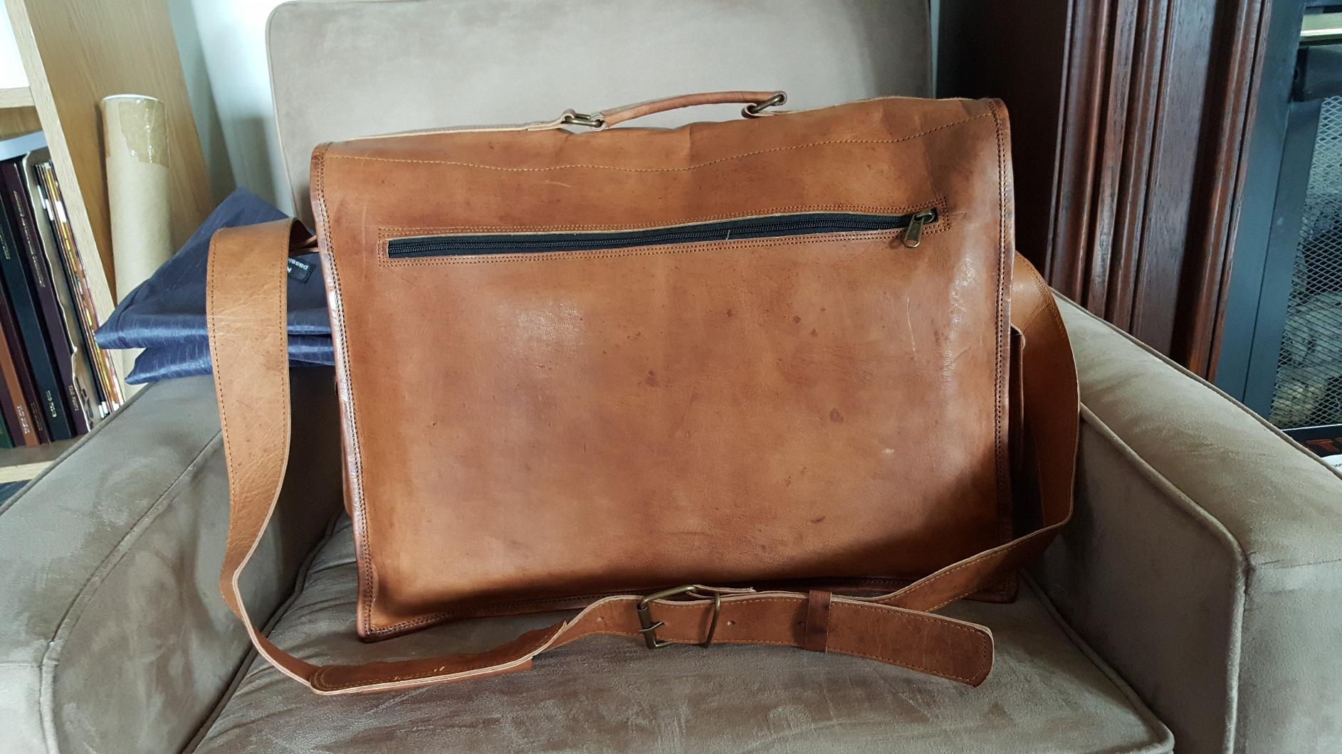 KomalC 18 Inch Leather Briefcase Laptop Messenger Bag for Men & Women customer photo 1