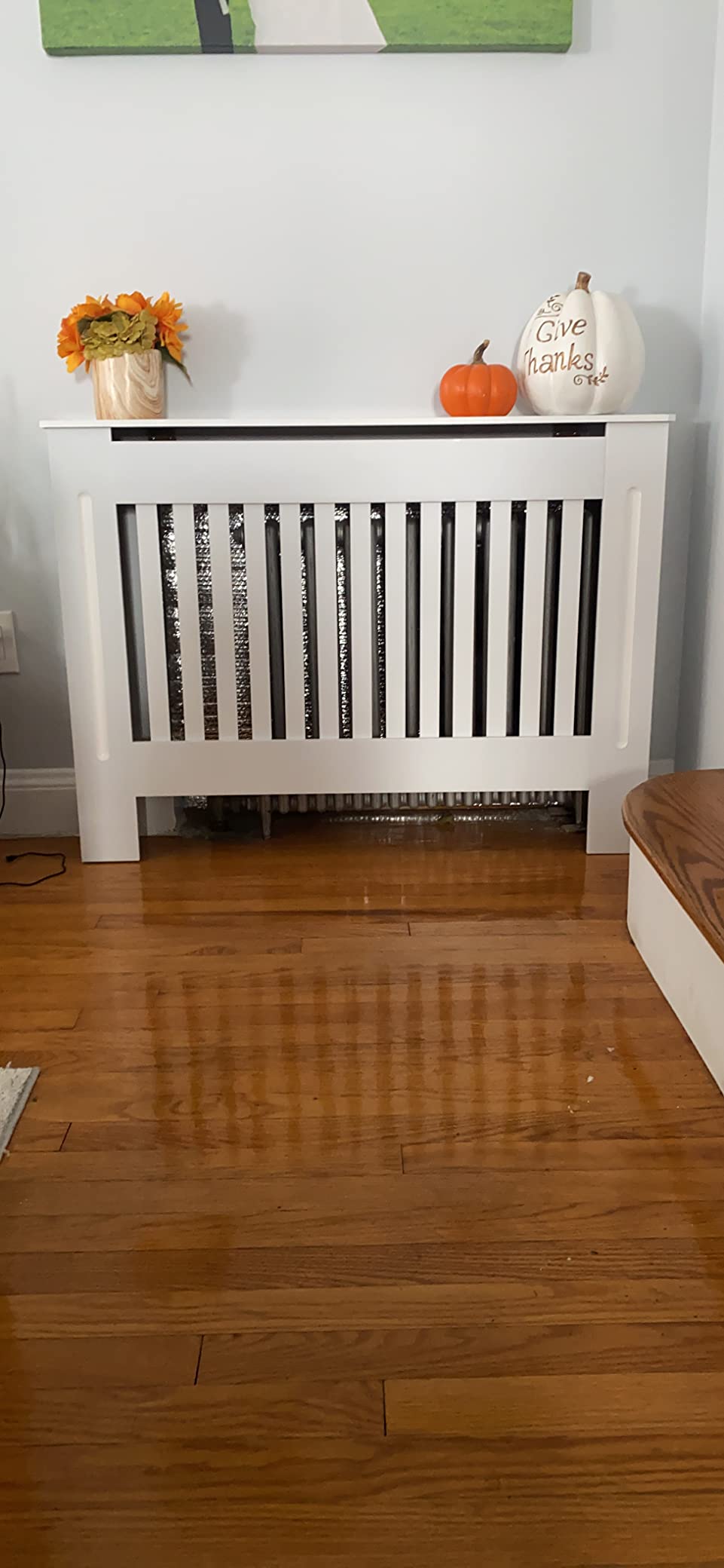 vidaXL Radiator Cover Cabinet, Decorative Heater Protector for Home, Childproof Baseboard & Electric Heating, MDF Construction with Water-Based Lacquer Finish, 44.1