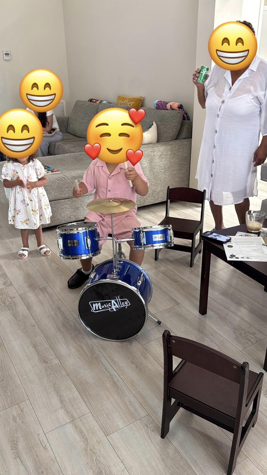 Music Alley 3 Piece Kids Drum Set with Throne, Cymbal & Sticks, Black | Junior drum set for kids with bass drum, snare, tom, cymbal, pedal, throne and sticks for young beginners customer photo 1