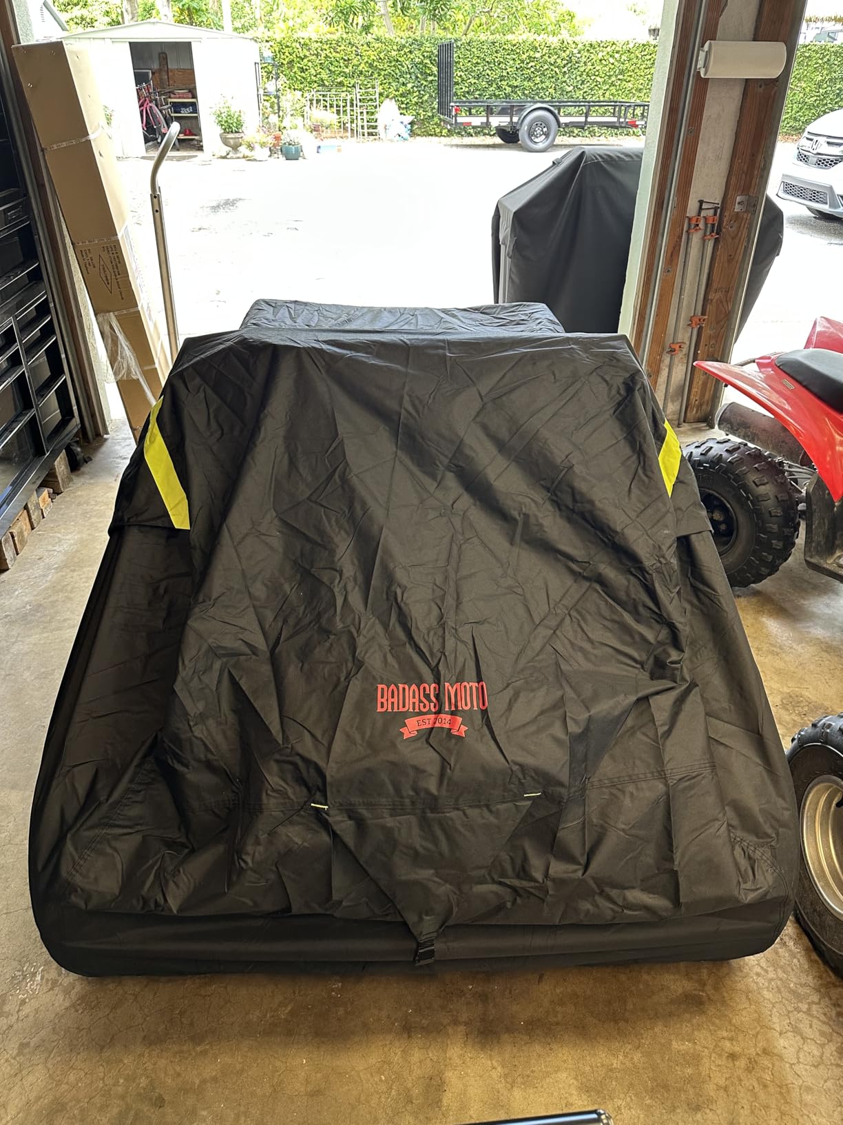 Badass Moto ATV Covers Waterproof Outdoor Heavy Duty, Rip-Resistant, Night-Reflective Quad Cover, 4 Wheeler Cover, Easy-Access Zipper & Vents Four Wheeler Accessories - ATV Gifts, Large 96 Long customer photo 1