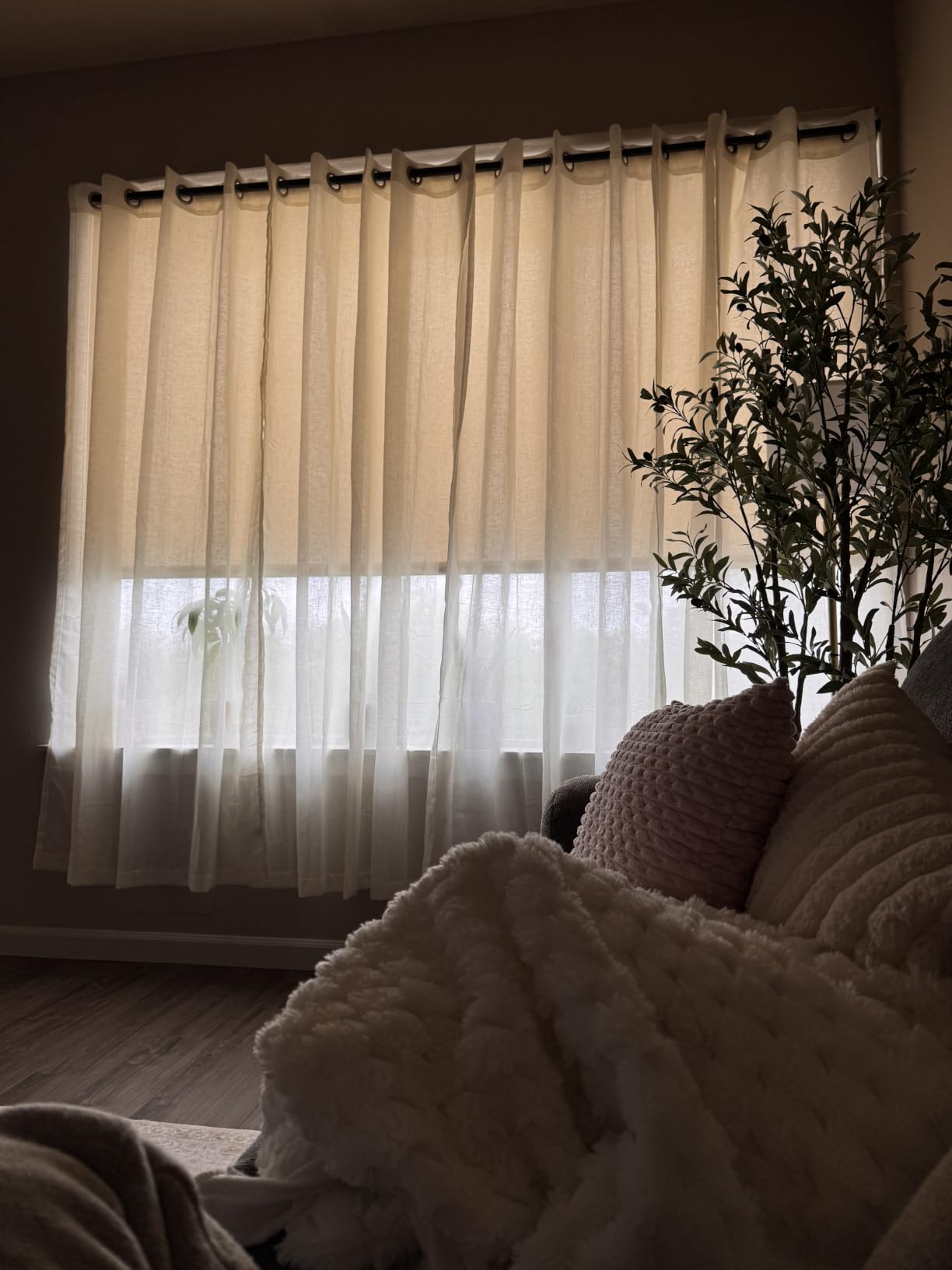 H.VERSAILTEX White Sheer Linen Curtains for Living Room 84 inches Long Bedroom Curtains 2 Panel Sets Grommet Semi Sheer Elegant Soft Light Filter Window Treatments Curtain, White customer photo 1