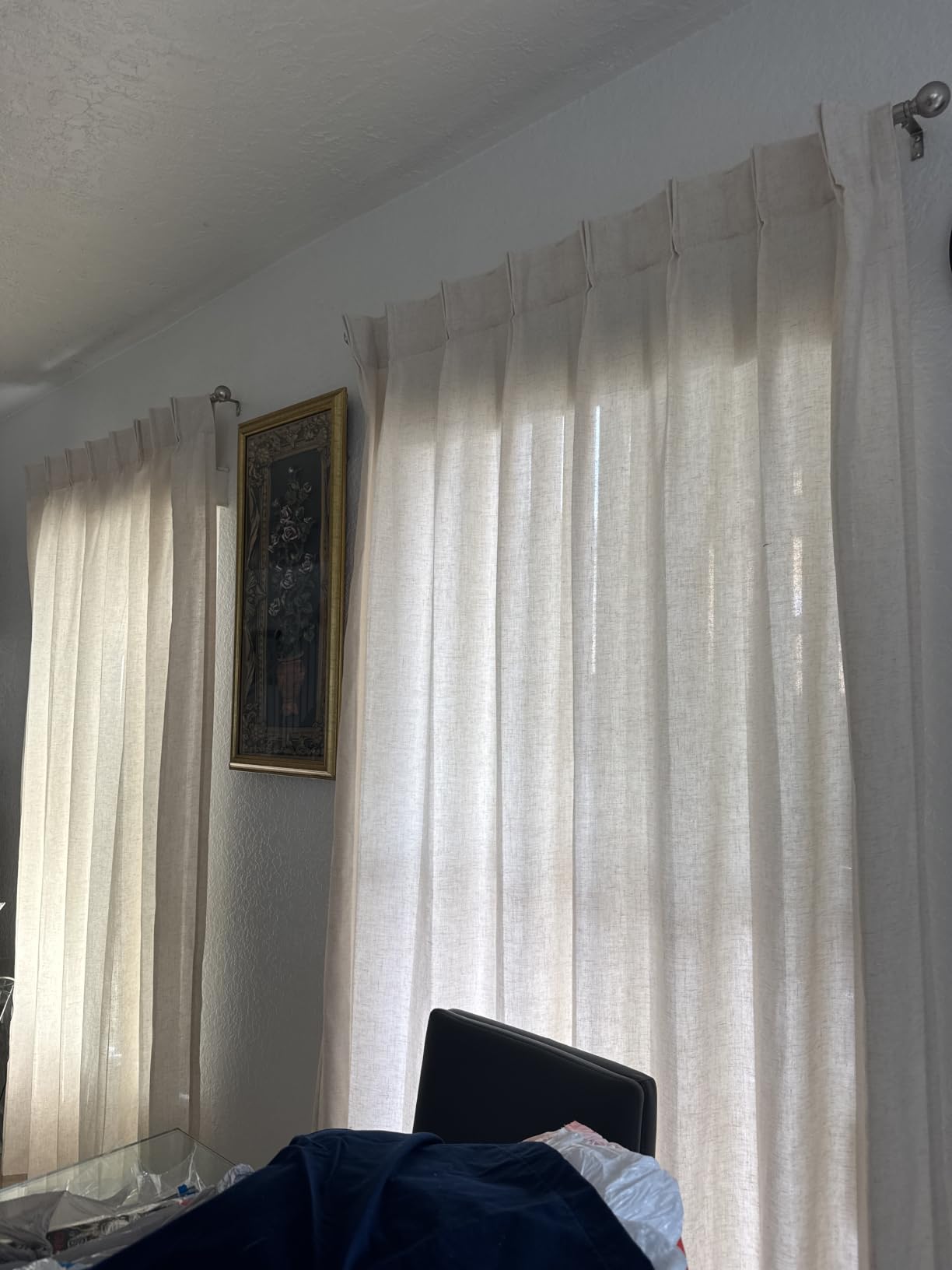 H.VERSAILTEX White Sheer Linen Curtains for Living Room 84 inches Long Bedroom Curtains 2 Panel Sets Grommet Semi Sheer Elegant Soft Light Filter Window Treatments Curtain, White customer photo 2