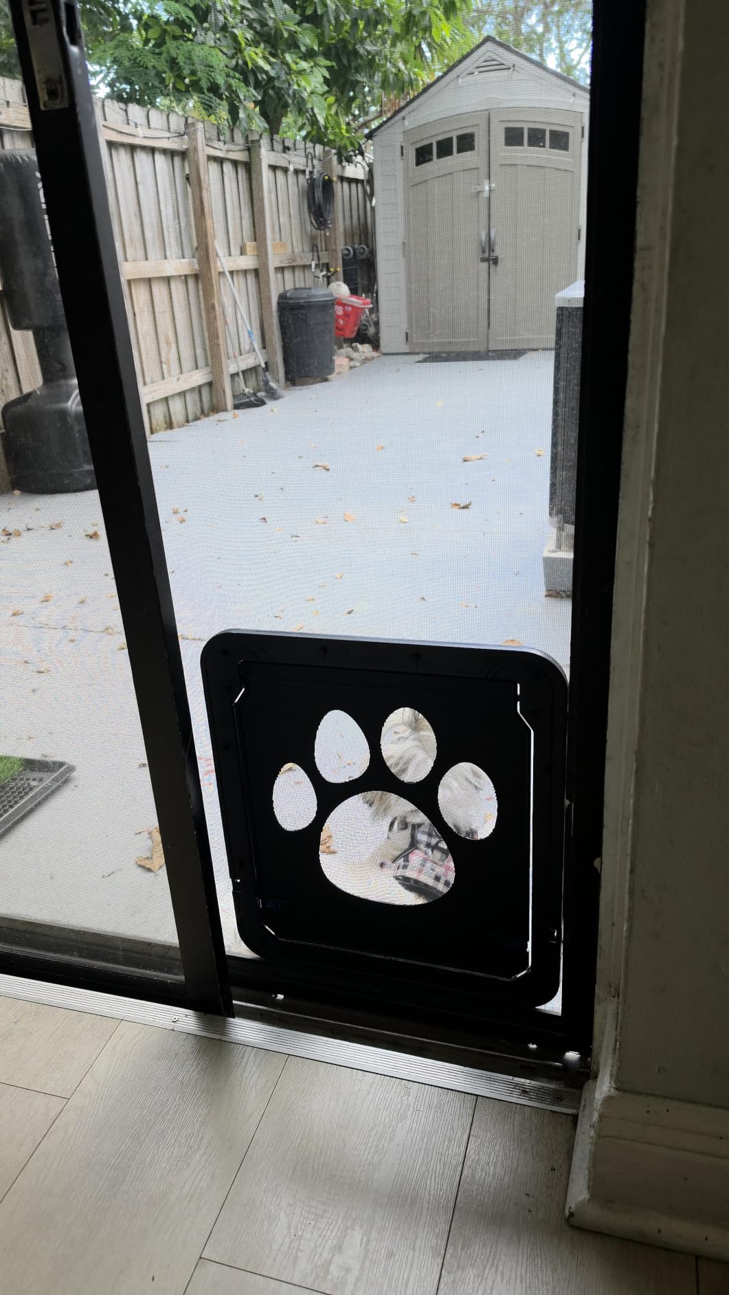 NAMSAN Dog Screen Door, Flap Opening 12 x 14 inches, Dog Door for Screen Door, Magnetic Self-Closing Large Pet Door for Sliding Door, Screen Door with Doggie Door Built in, Lockable, Black customer photo 1