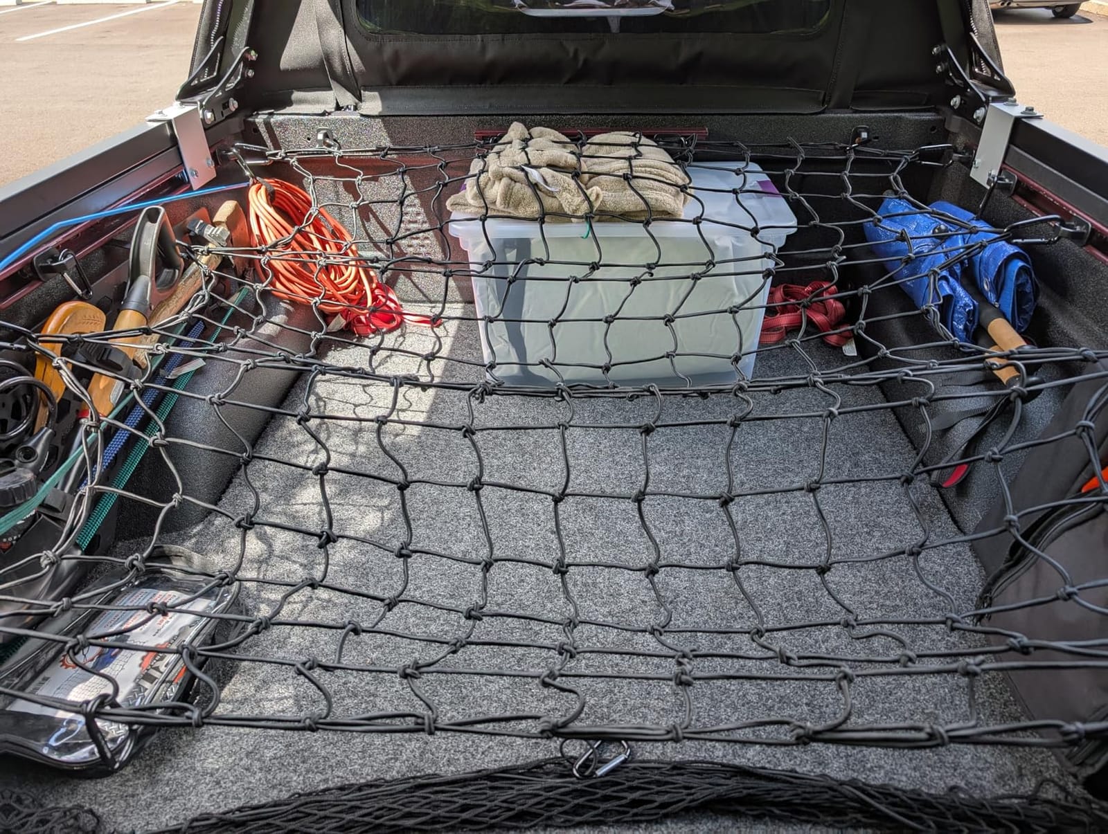 Truck Bed Cargo Net - 4 x 6 Foot, Heavy-Duty Elastic Mesh with 12 Black Clips and Storage Bag for Pickup Cargo Netting customer photo 2