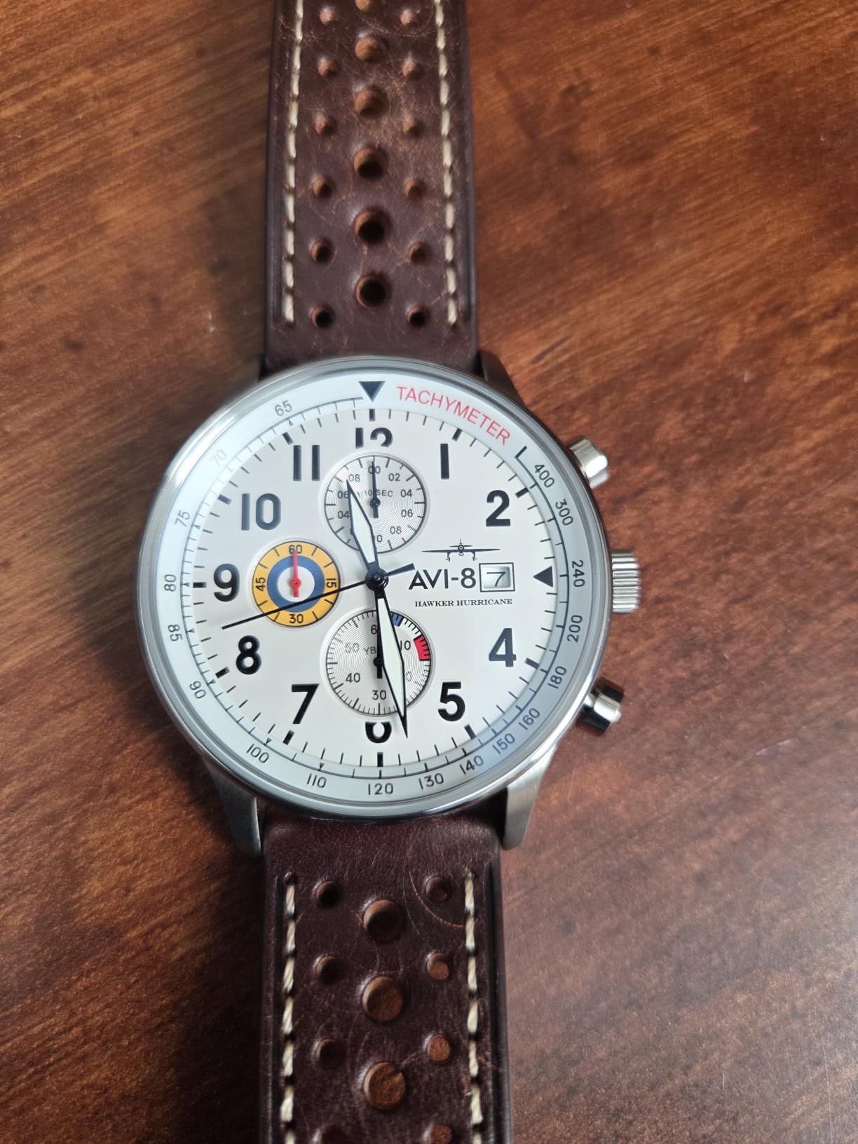 AVI-8 Hawker Hurricane Men's Pilot Watch - Classic Chronograph, Japanese Quartz Movement, Stainless Steel Case, Leather Strap, AV-4011 customer photo 1