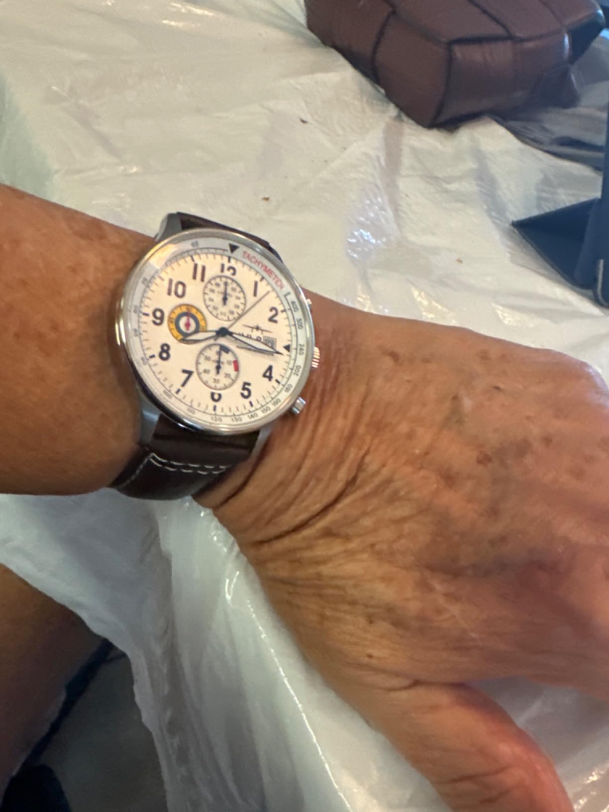 AVI-8 Hawker Hurricane Men's Pilot Watch - Classic Chronograph, Japanese Quartz Movement, Stainless Steel Case, Leather Strap, AV-4011 customer photo 2