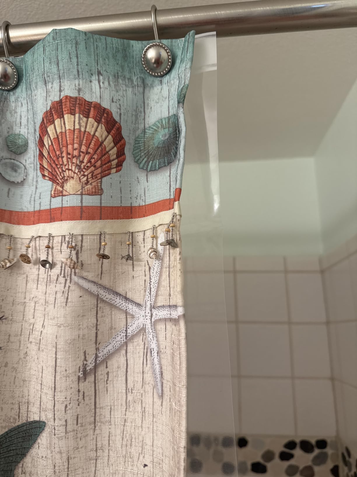 AmazerBath Plastic Shower Curtain Clear Premium PEVA, Clear Shower Curtain Heavy Duty 8G, Weighted Shower Curtains for Bathroom Accessories with 3 Big Stones and 12 Rustproof Grommets, 72x72 Inches customer photo 1