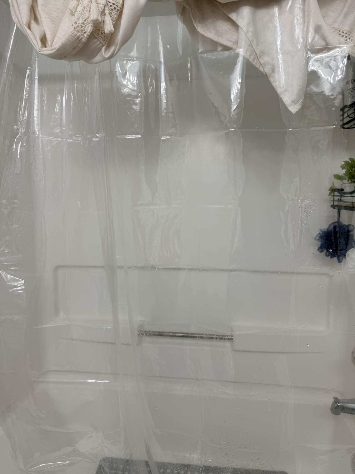 AmazerBath Plastic Shower Curtain Clear Premium PEVA, Clear Shower Curtain Heavy Duty 8G, Weighted Shower Curtains for Bathroom Accessories with 3 Big Stones and 12 Rustproof Grommets, 72x72 Inches customer photo 2