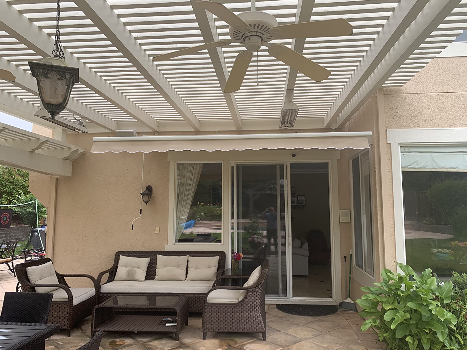 Diensweek 12'x10' Patio Awning Retractable, Fully Assembled Manual Commercial Grade - Quality 100% 280G Ployester Window Door Sunshade Shelter - Deck Canopy Balcony P100 Series (12'x10', Beige) customer photo 2