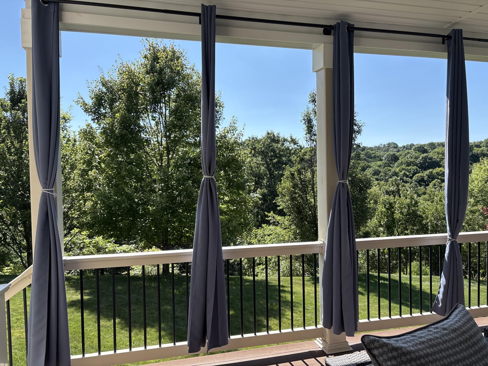 RYB HOME Outdoor Curtains for Patio Waterproof Block Sunlight Thermal Insulated Privacy Assured Thick Outside Curtains for Porch, Gazebo, Pergola, W52