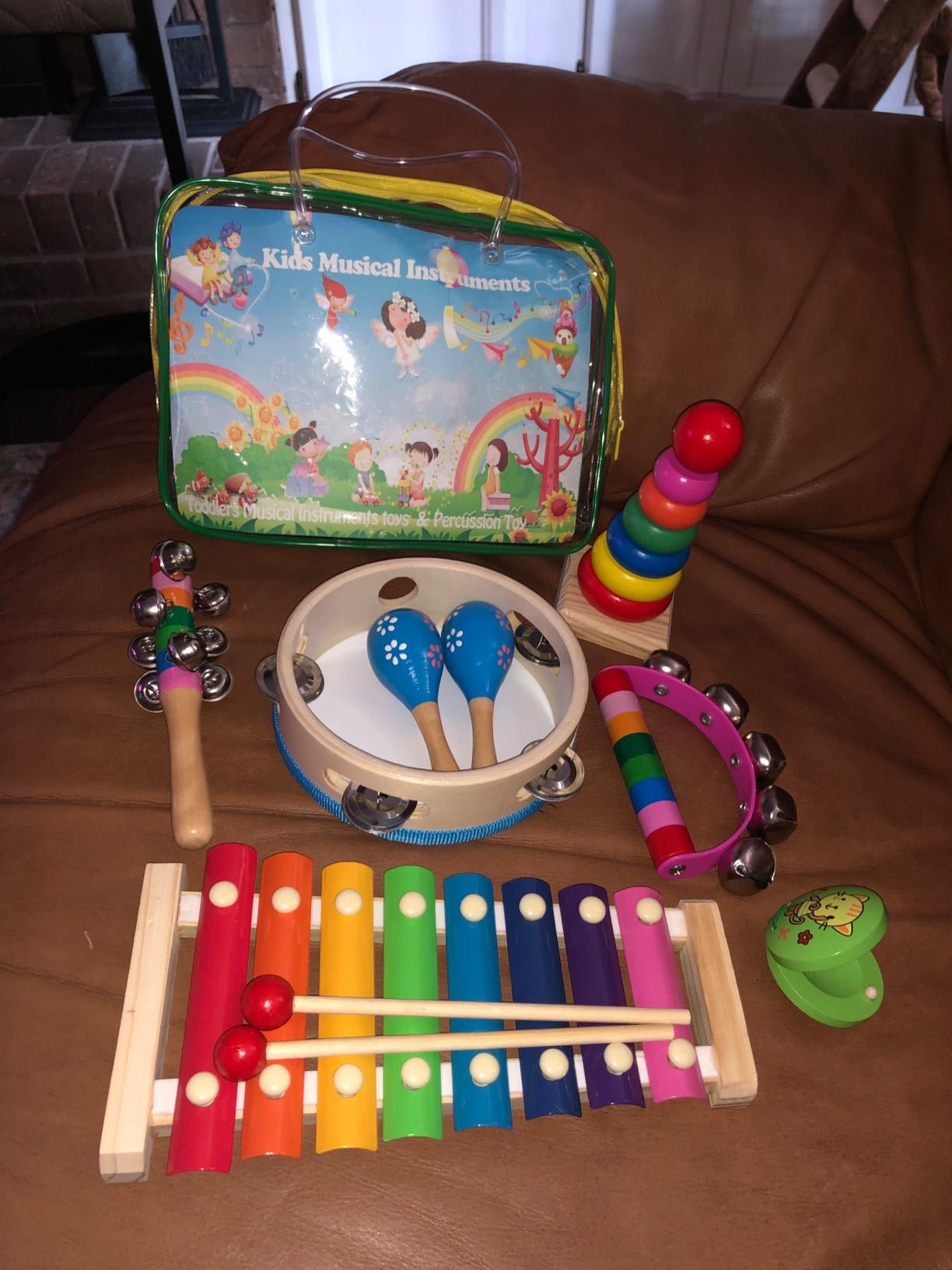 Childom Kids Musical Instruments for Toddlers, Baby Musical Toys for Toddlers, Preschool Educational Kids Gifts, Christmas Birthday Gifts for Boys Girls, Xylophone, Maracas, Wooden Instruments Toddler Toys customer photo 2