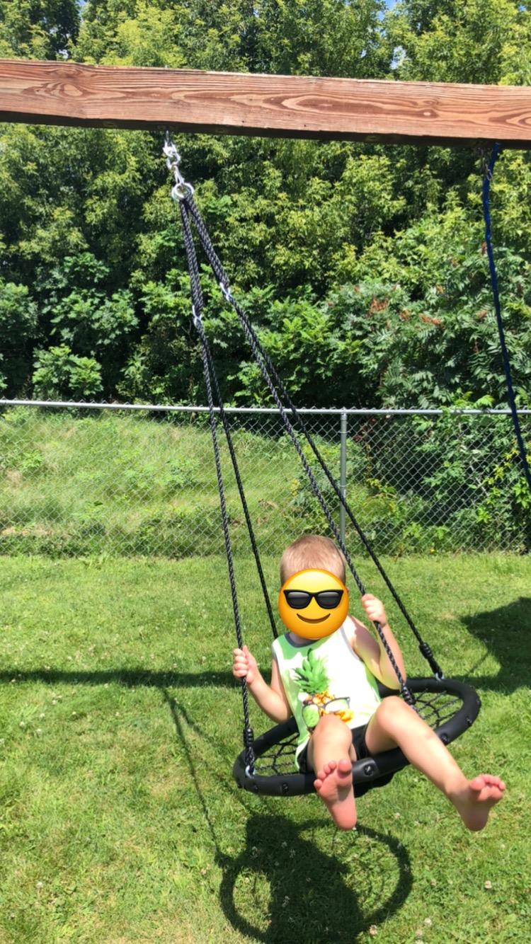 Sorbus Net Swing, Heavy-Duty Outdoor Design (40 Inch) | Round tree setup with 220-pound seating and easy installation for playgrounds, indoor or open-air use. customer photo 2