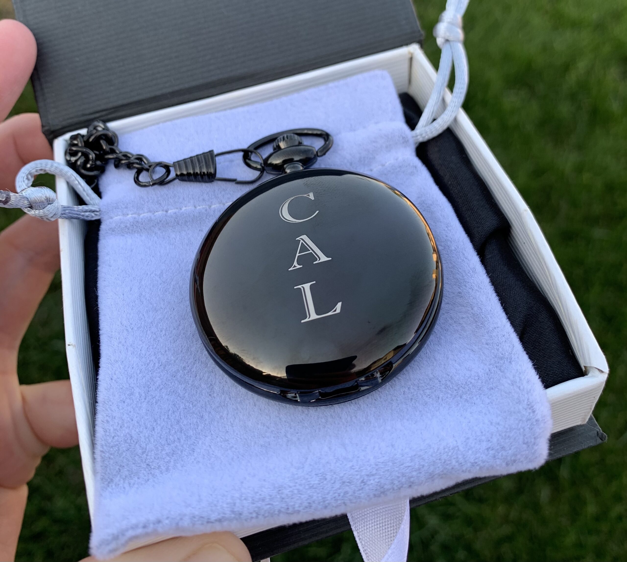 Personalized Gunmetal Pocket Watch with Gold Dial Custom Engraved Free - Timepiece with Free Engraving & Gift Box- Ships from USA customer photo 1