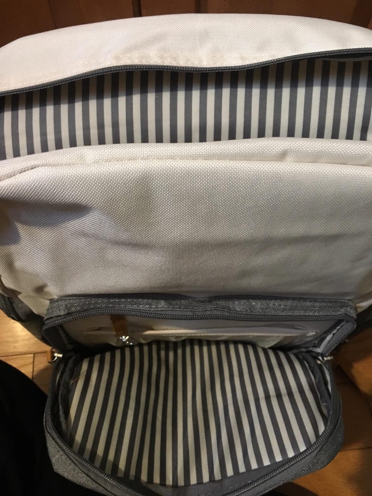 Parker Baby Co. 8-Year Original Birch Diaper Backpack - Cream | Parker Baby Co. roomy hands-free bag with insulated bottle pockets, stroller straps, and baby travel storage customer photo 1